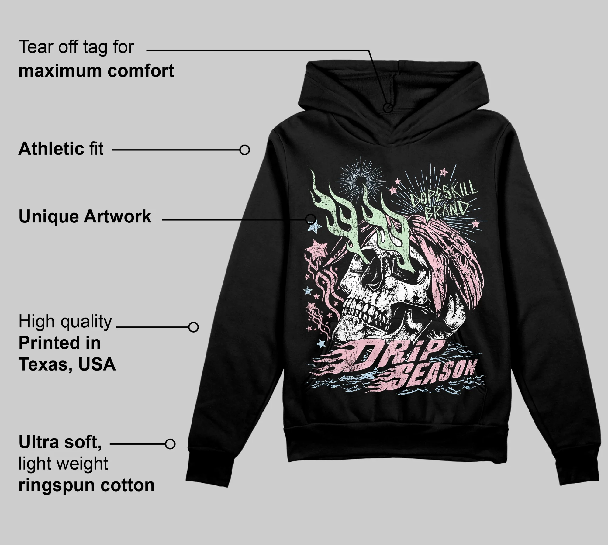Medium Soft Pink 4s DopeSkill Hoodie Sweatshirt Drip Season Graphic - Image 3