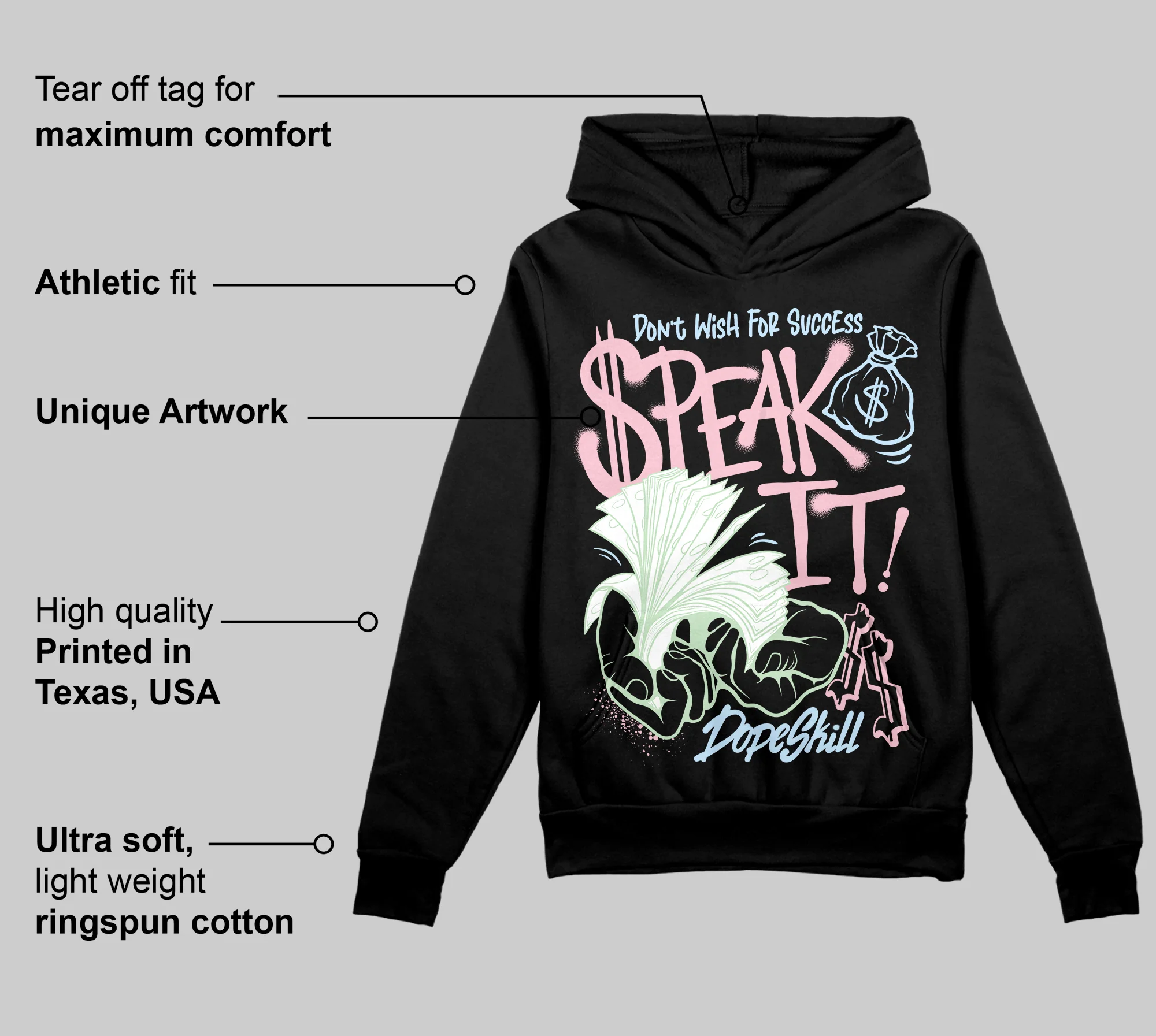Medium Soft Pink 4s DopeSkill Hoodie Sweatshirt Speak It Graphic - Image 3