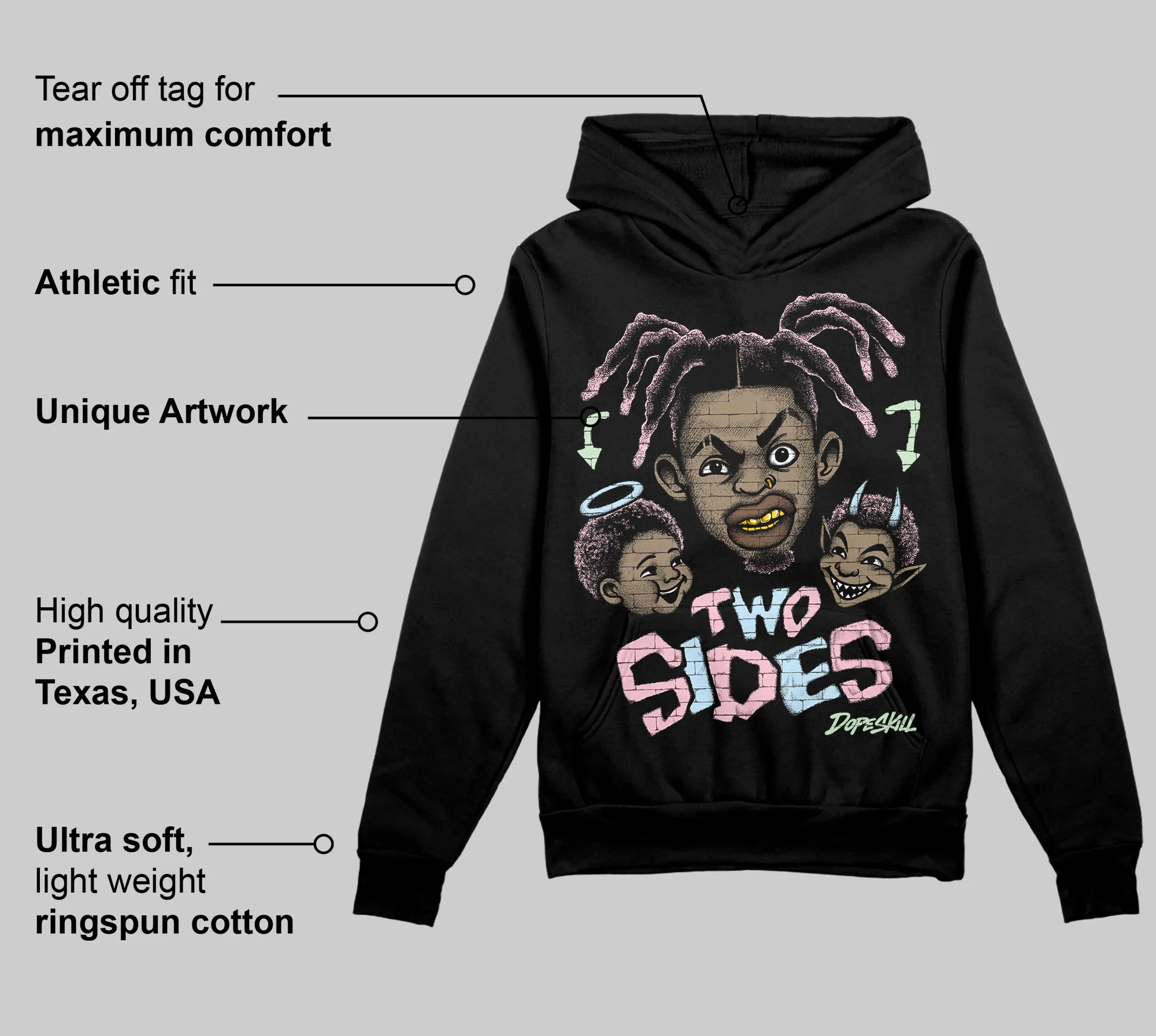 Medium Soft Pink 4s DopeSkill Hoodie Sweatshirt Two Sides Graphic - Image 3