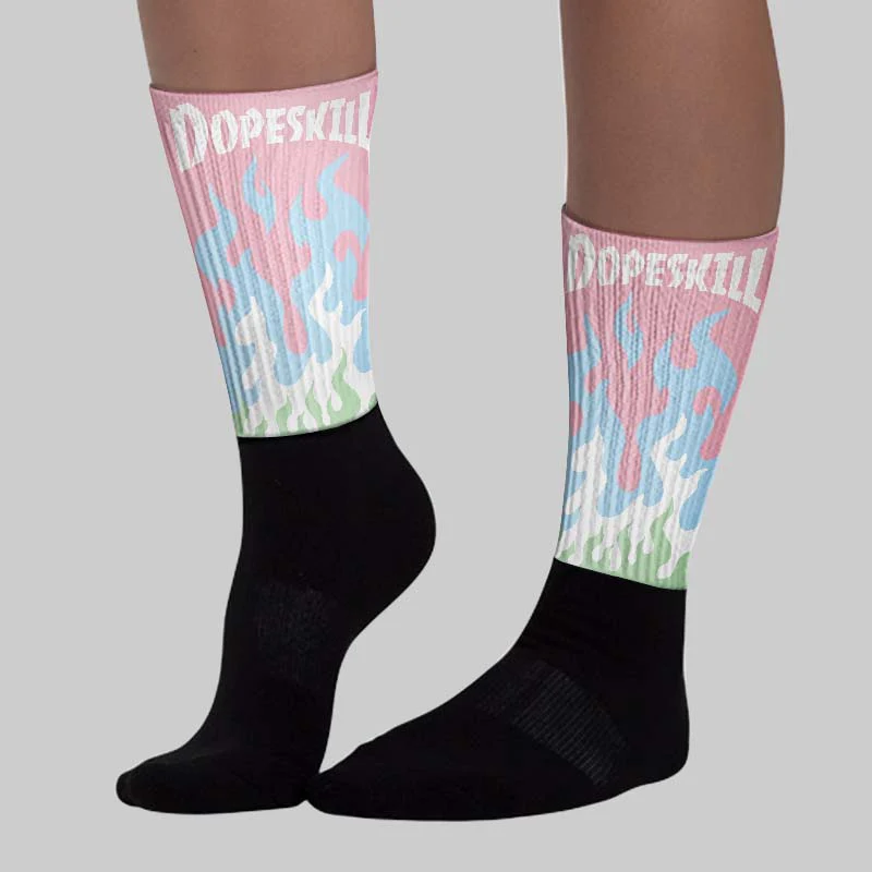 Medium Soft Pink 4s DopeSkill Sublimated Sock FIRE Graphic - Image 3