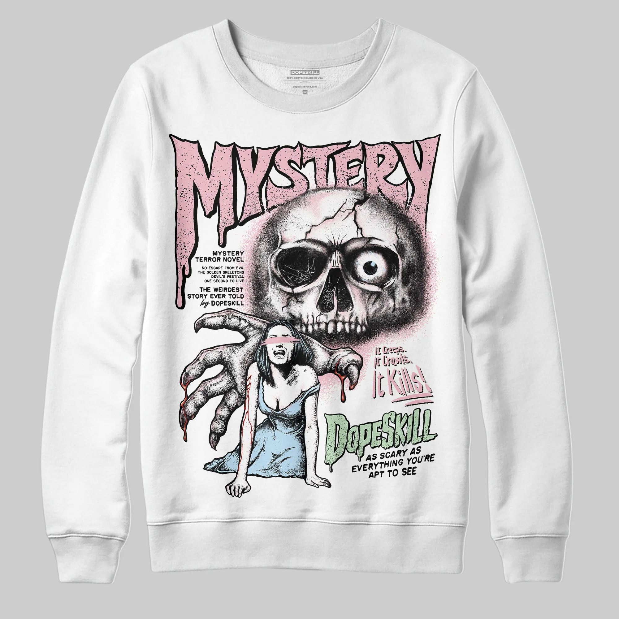 Medium Soft Pink 4s DopeSkill Sweatshirt Mystery Ghostly Grasp Graphic - Image 2