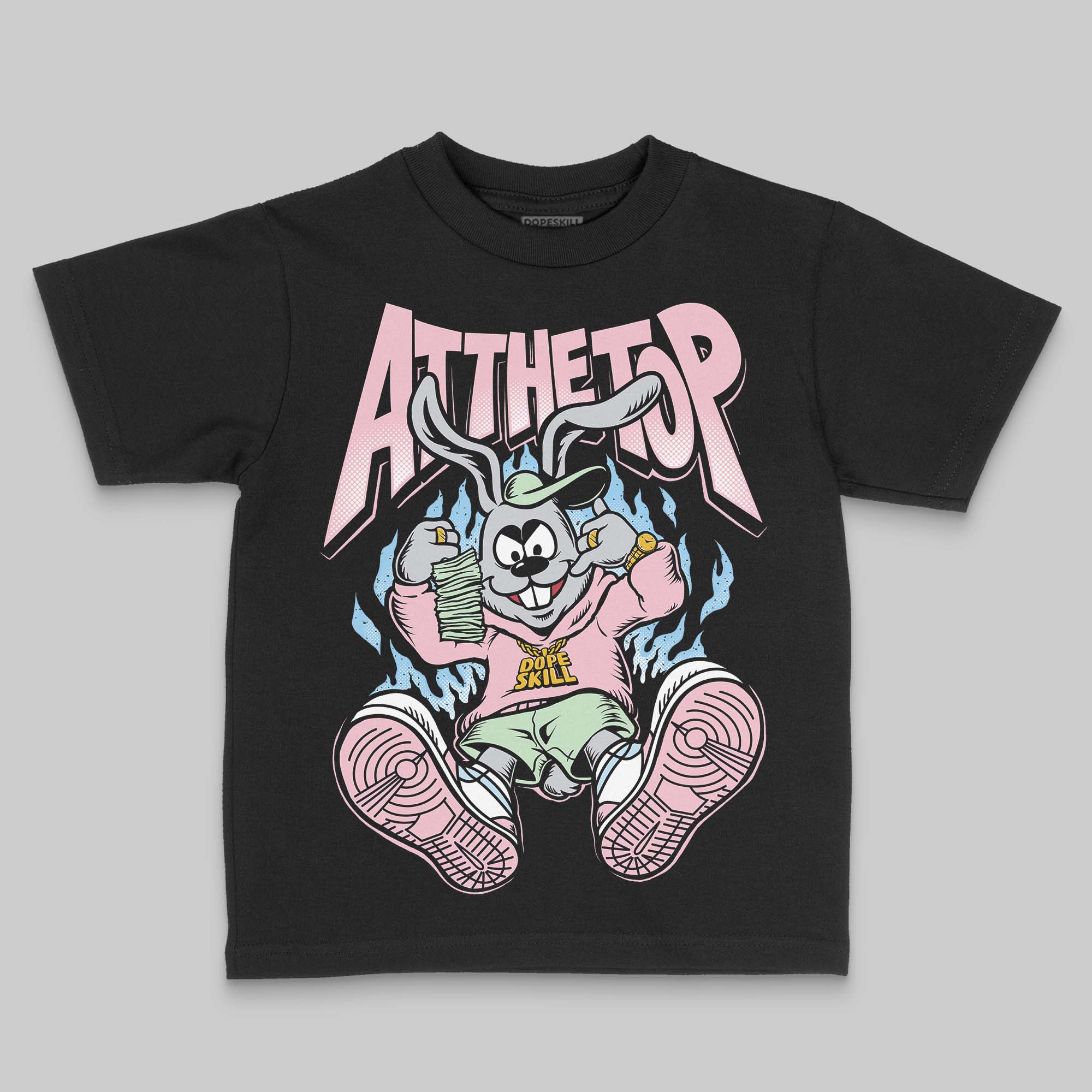 Medium Soft Pink 4s DopeSkill Toddler Kids T-shirt At The Top Graphic