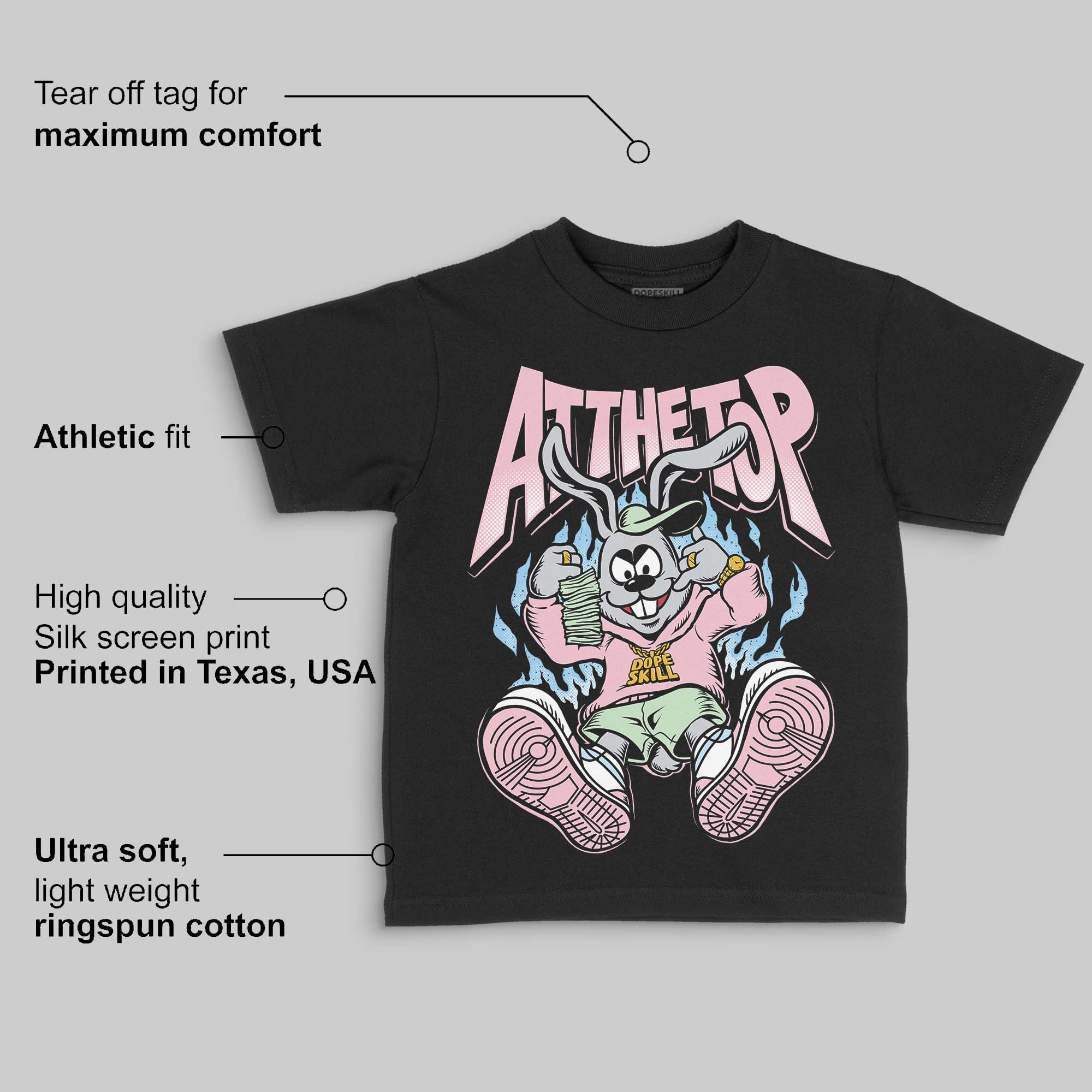 Medium Soft Pink 4s DopeSkill Toddler Kids T-shirt At The Top Graphic - Image 3