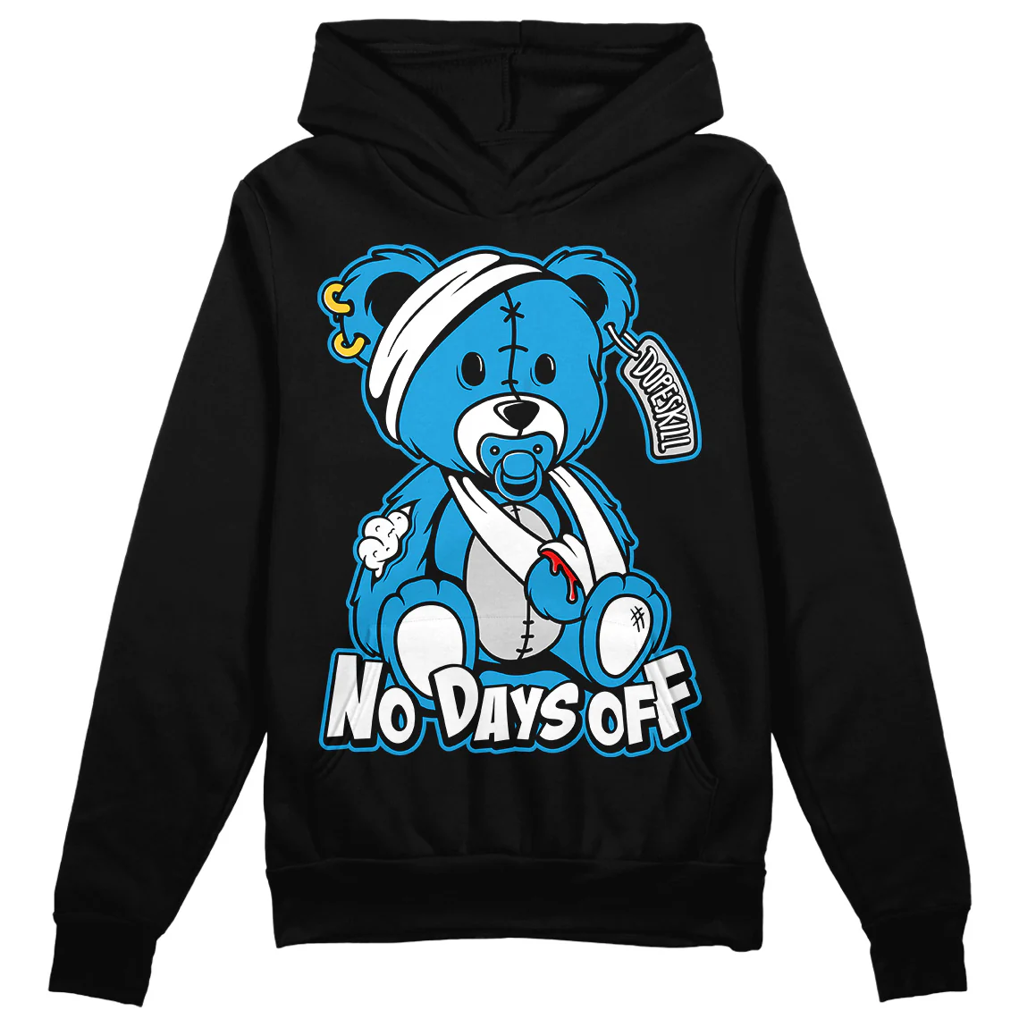 Military Blue 4s DopeSkill Hoodie Sweatshirt Hurt Bear Graphic - Image 2