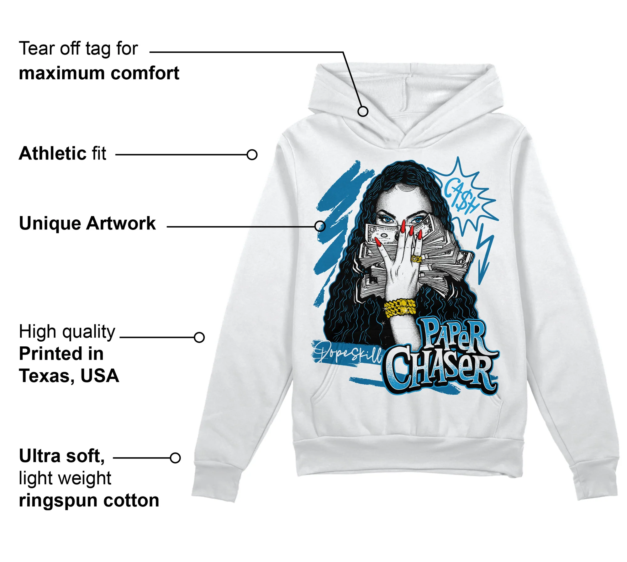 Military Blue 4s DopeSkill Hoodie Sweatshirt NPC Graphic - Image 3