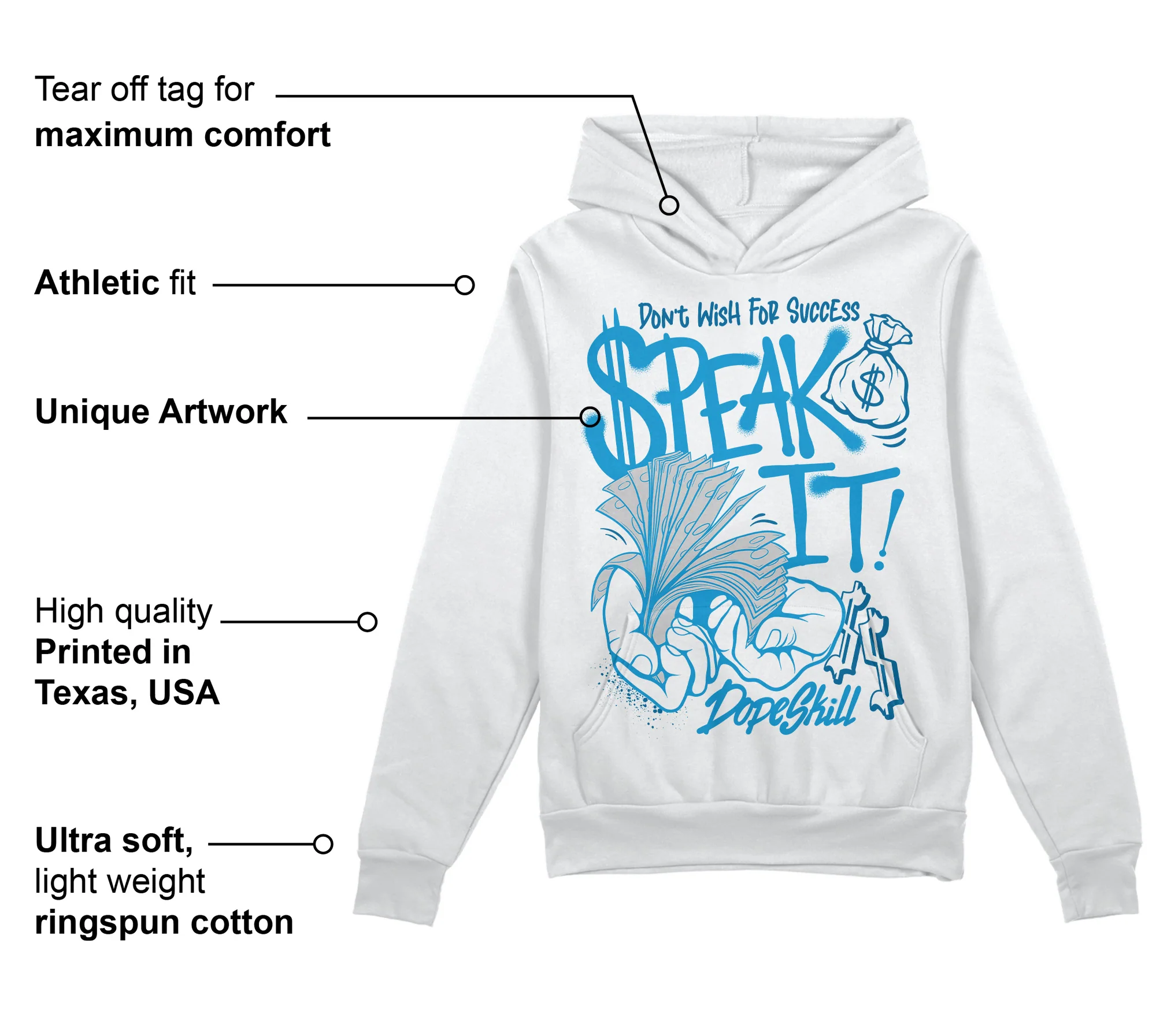 Military Blue 4s DopeSkill Hoodie Sweatshirt Speak It Graphic - Image 3