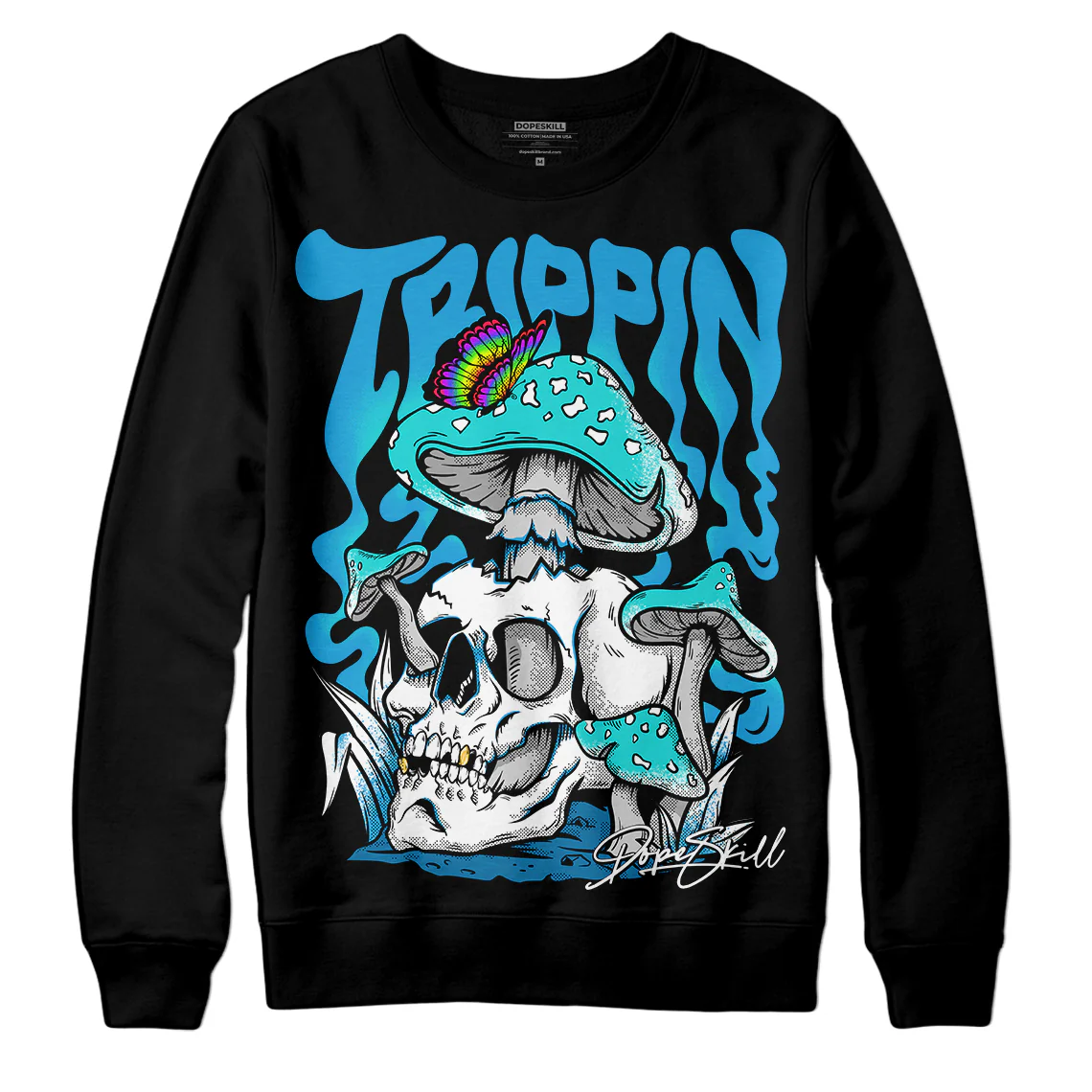 Military Blue 4s DopeSkill Sweatshirt Trippin Graphic - Image 2