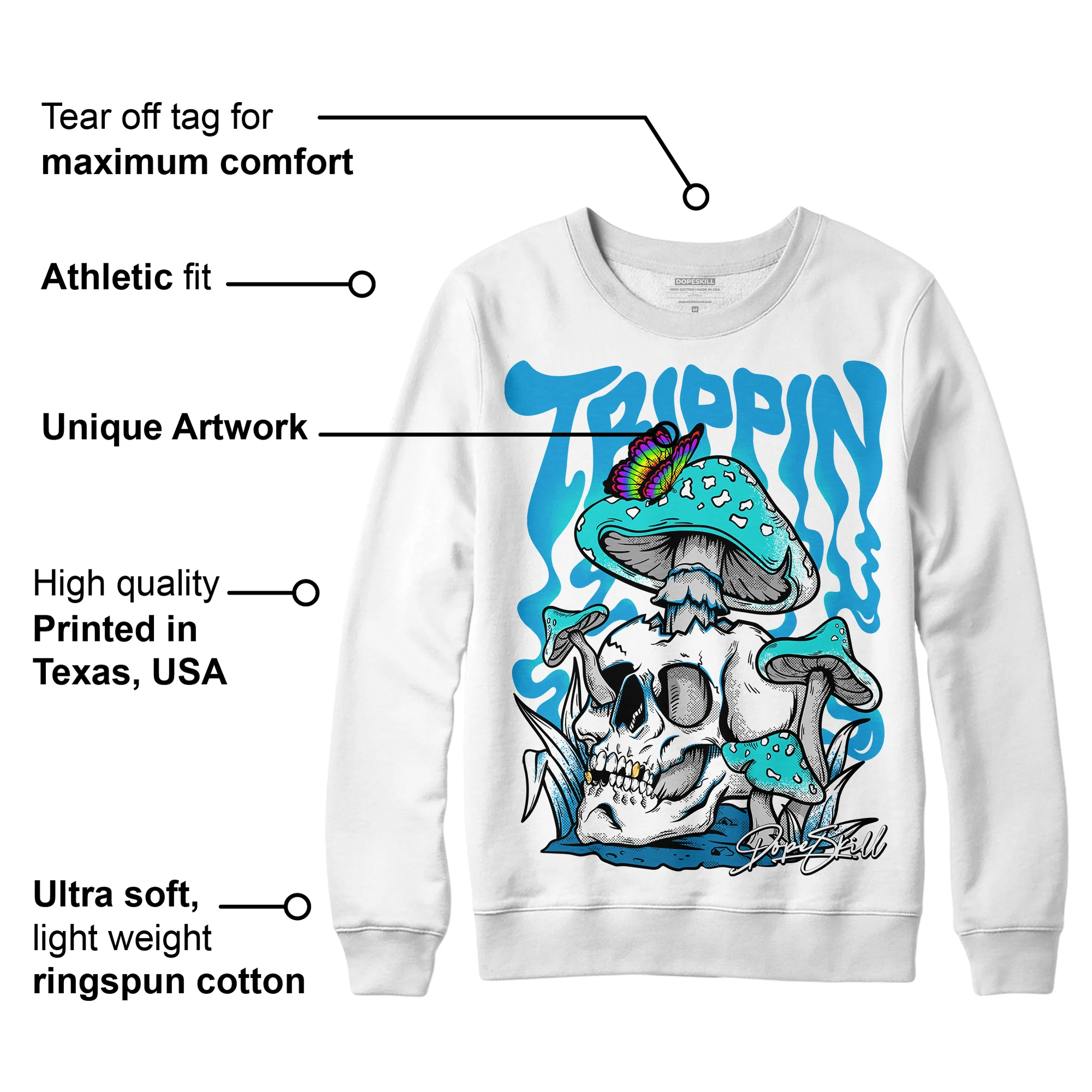 Military Blue 4s DopeSkill Sweatshirt Trippin Graphic - Image 3