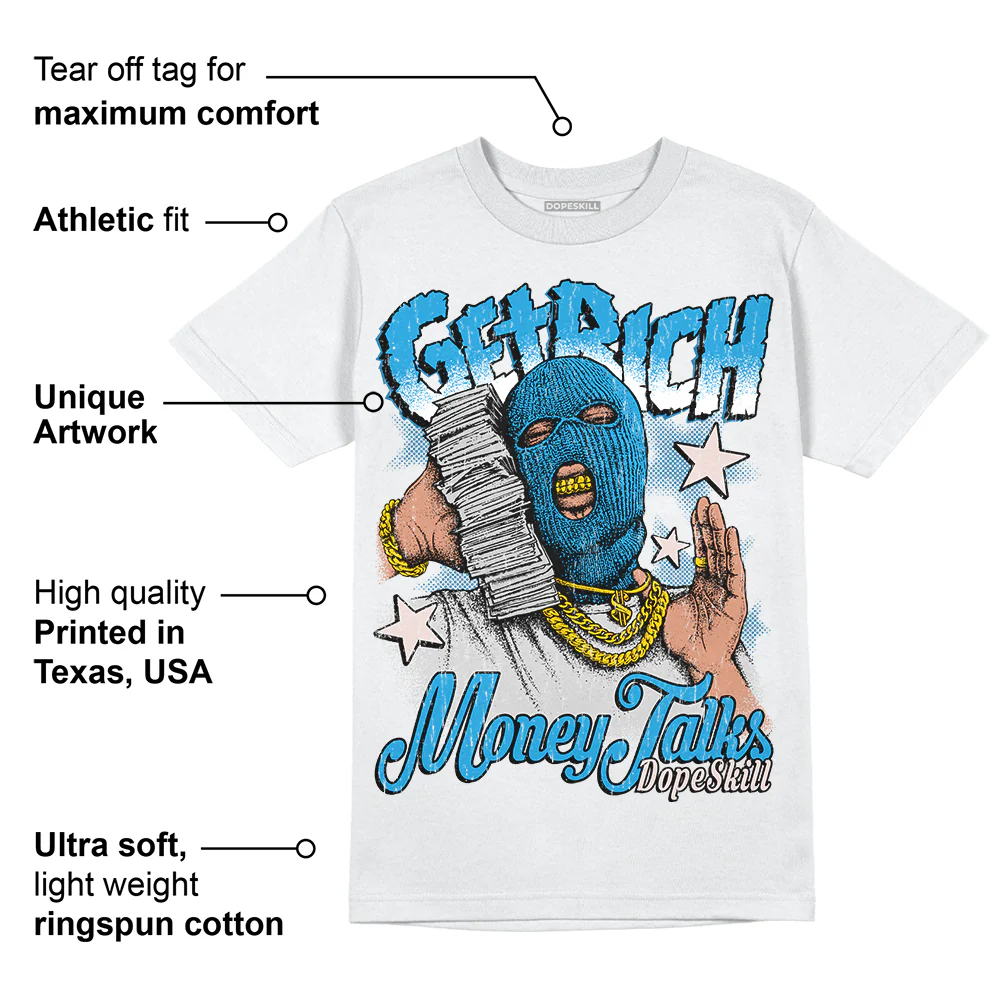 Military Blue 4s DopeSkill T-Shirt Get Rich Graphic - Image 3