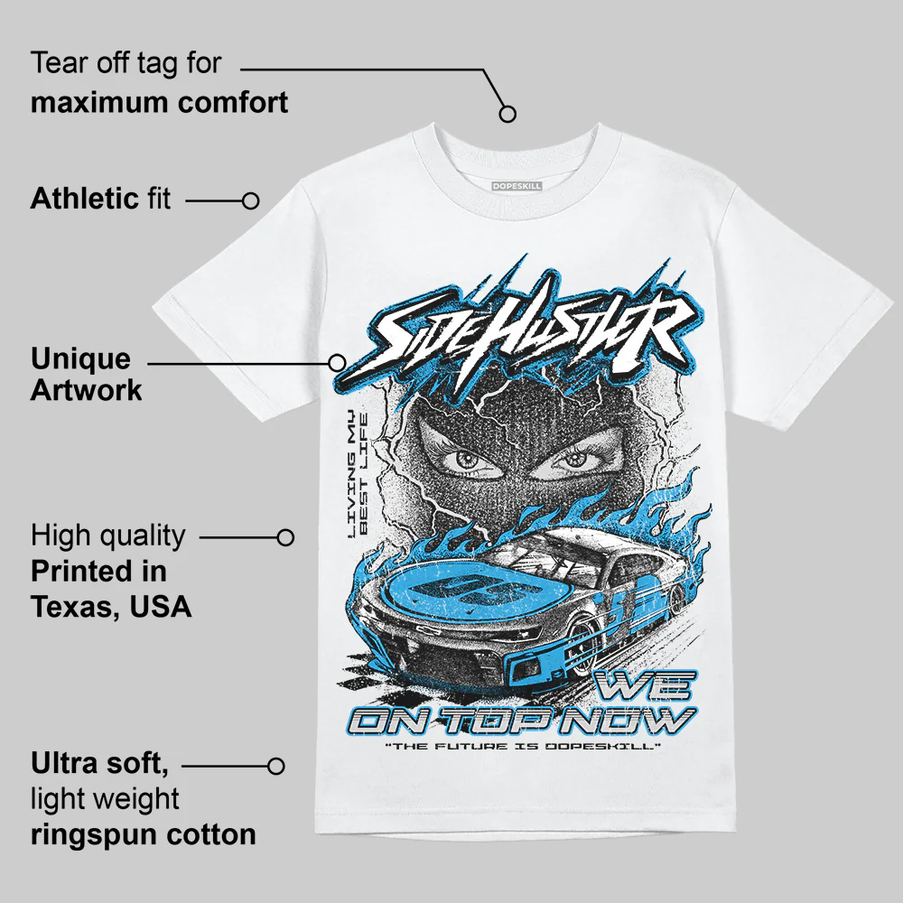 Military Blue 4s DopeSkill T-Shirt New Side Hustler Graphic - Image 3