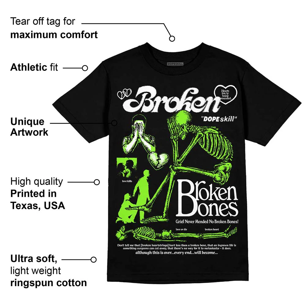 Neon Green Collection DopeSkill T-Shirt Broken Bones Graphic - Image 3