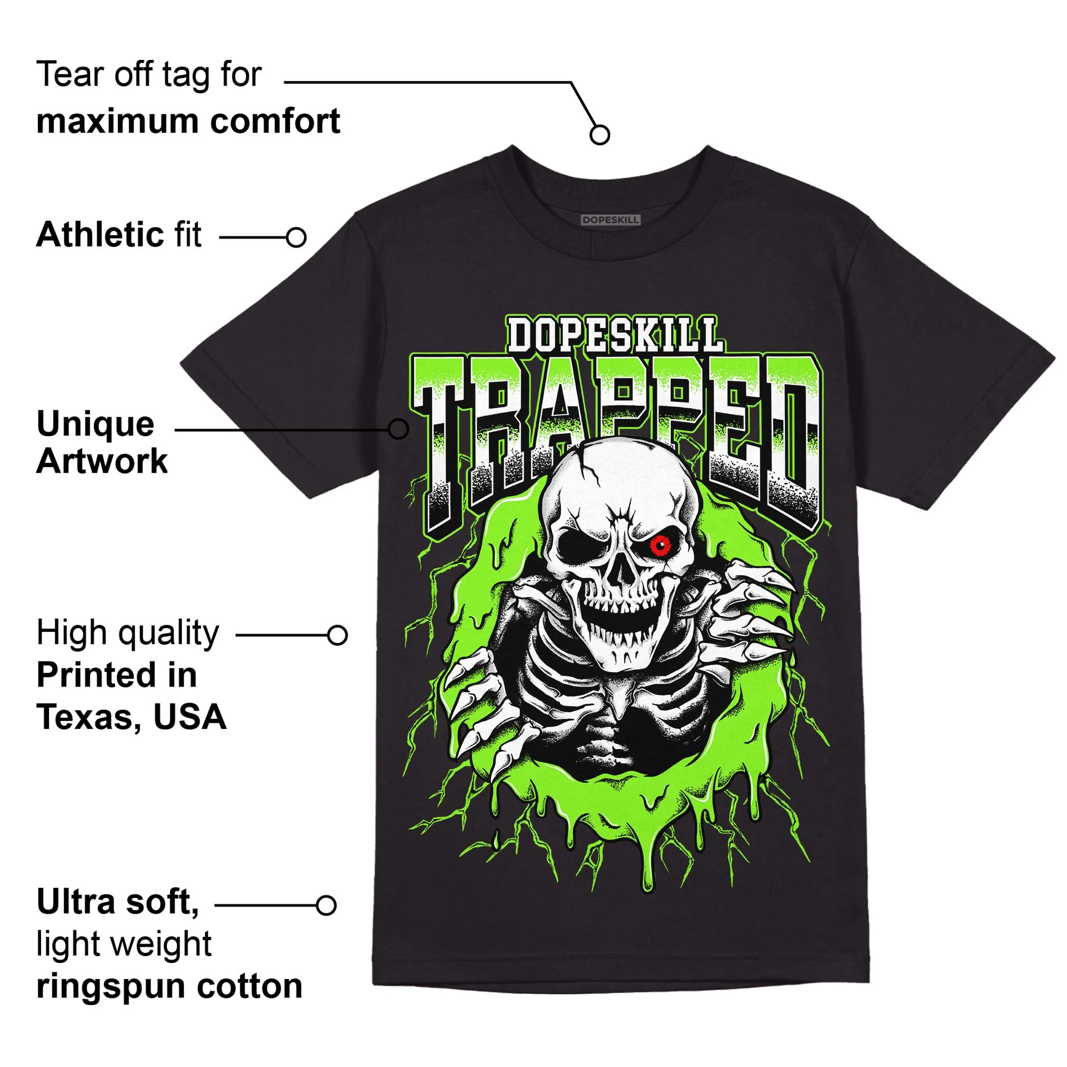 Neon Green Collection DopeSkill T-Shirt Trapped Halloween Graphic - Image 3