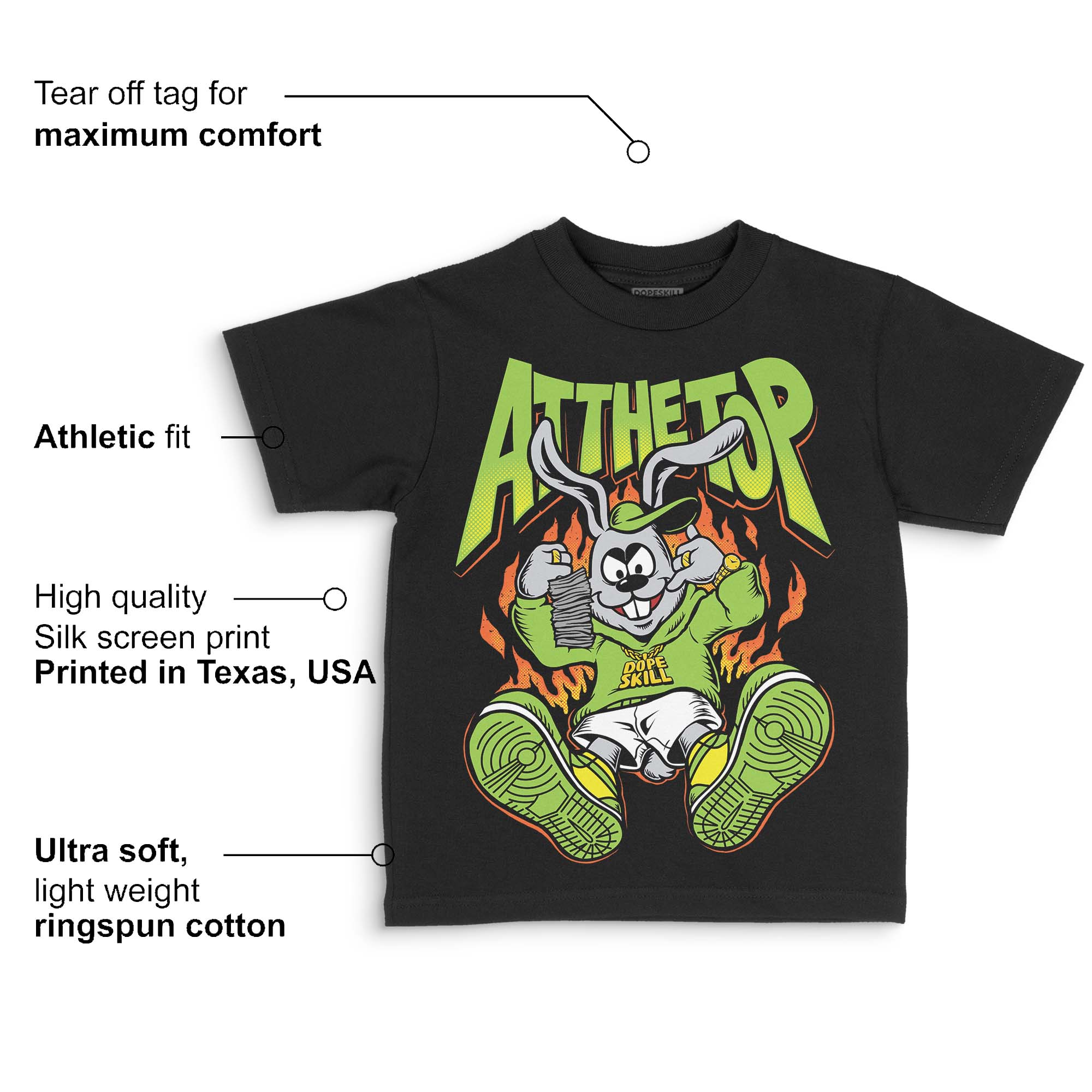 Neon Green Collection DopeSkill Toddler Kids T-shirt At The Top Graphic - Image 3