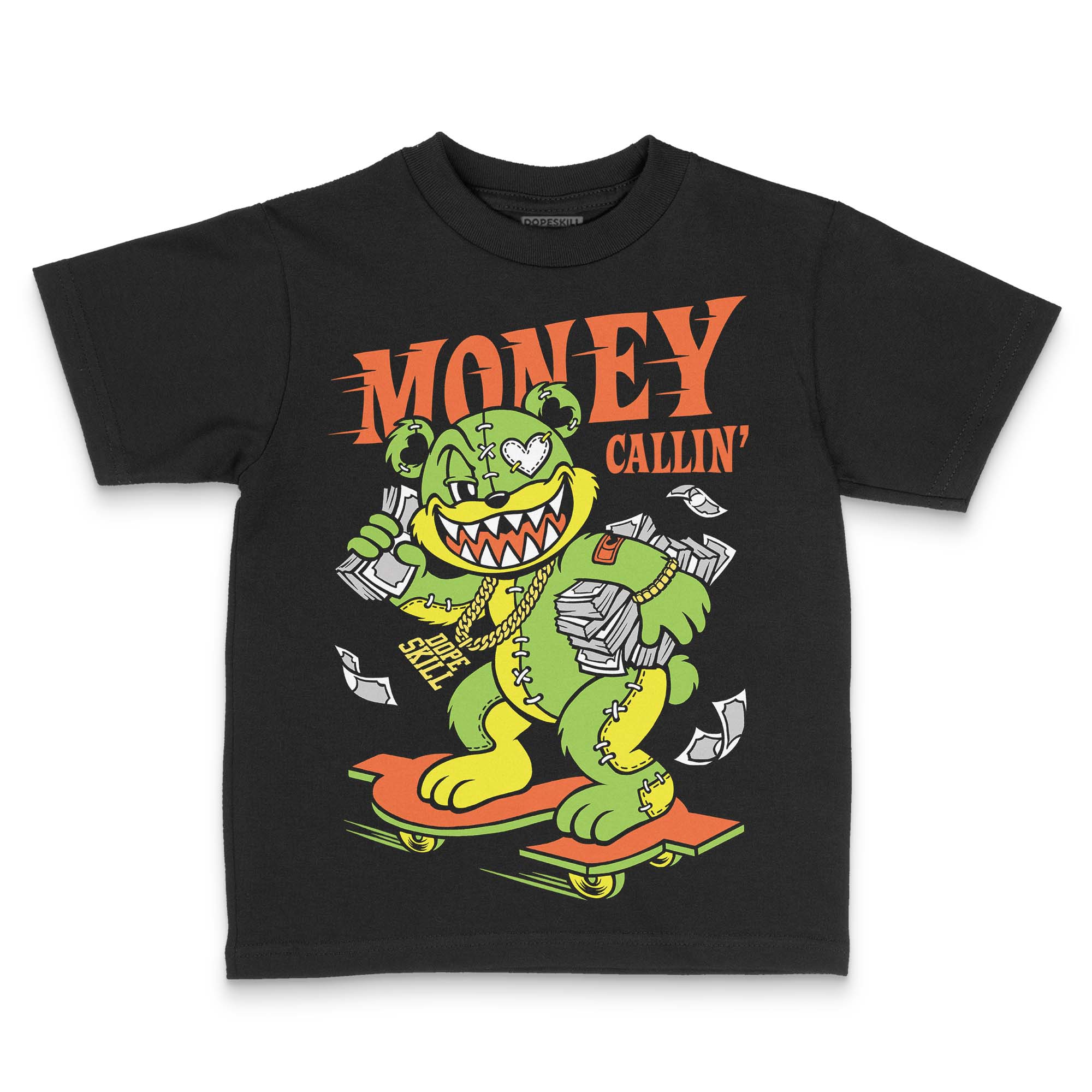 Neon Green Collection DopeSkill Toddler Kids T-shirt Money Callin' Graphic