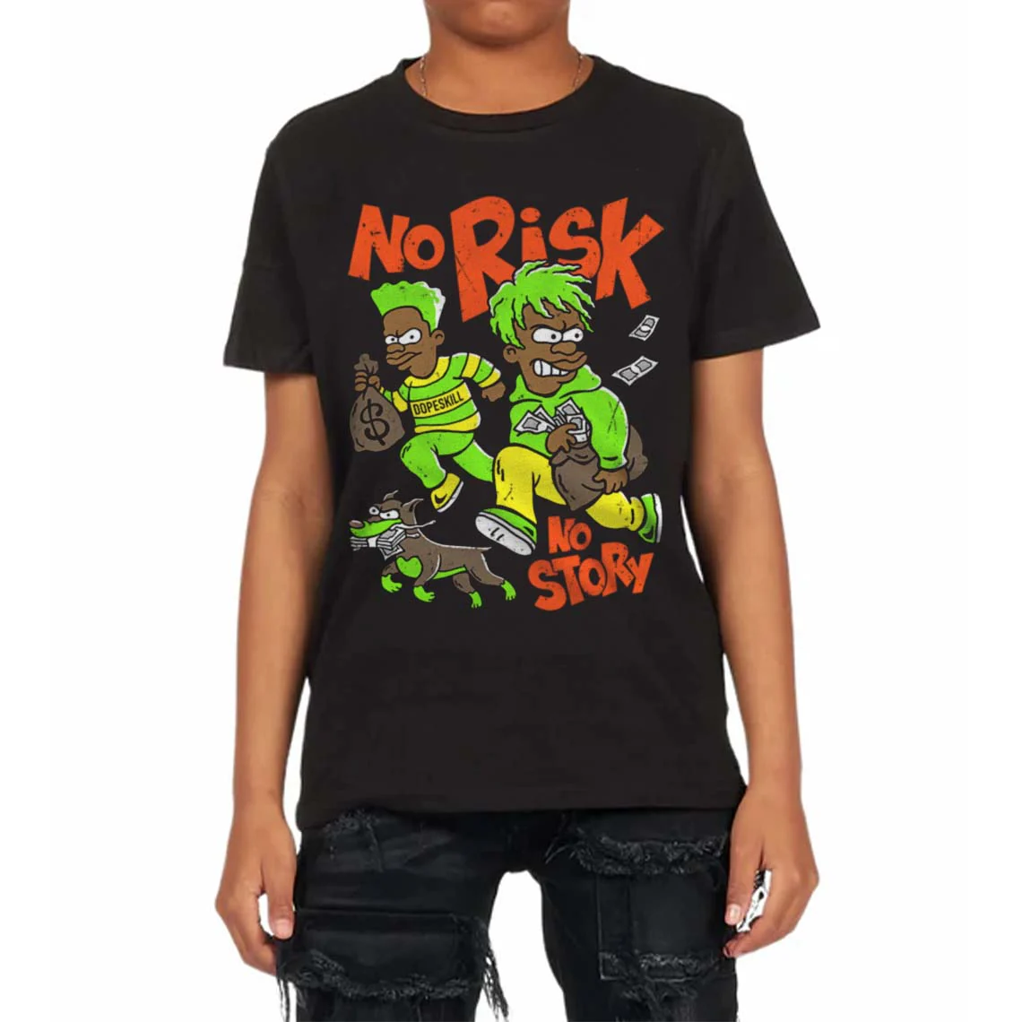 Neon Green Collection DopeSkill Toddler Kids T-shirt No Risk No Story Graphic - Image 3