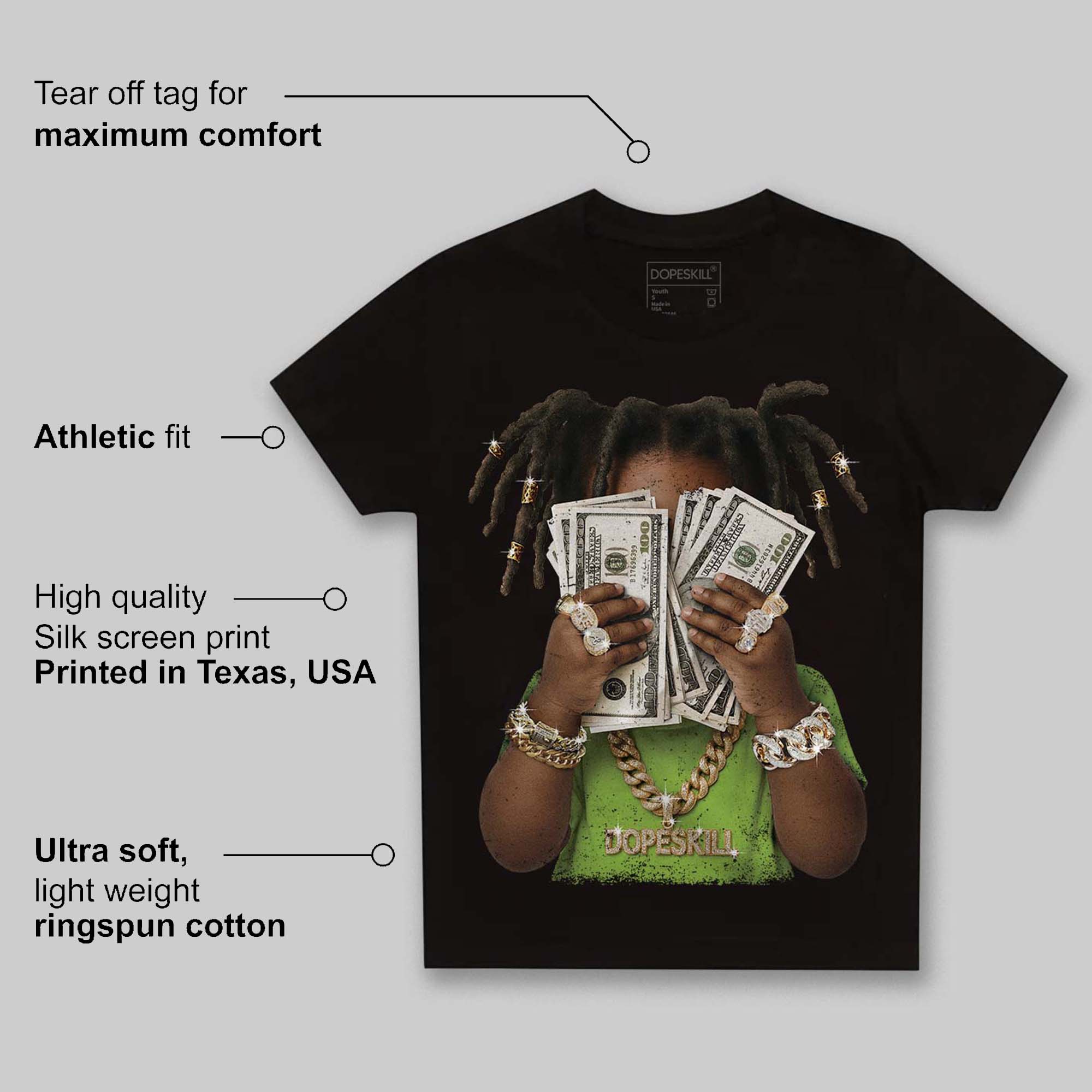 Neon Green Collection DopeSkill Toddler Kids T-shirt Rich Youth Graphic - Image 3