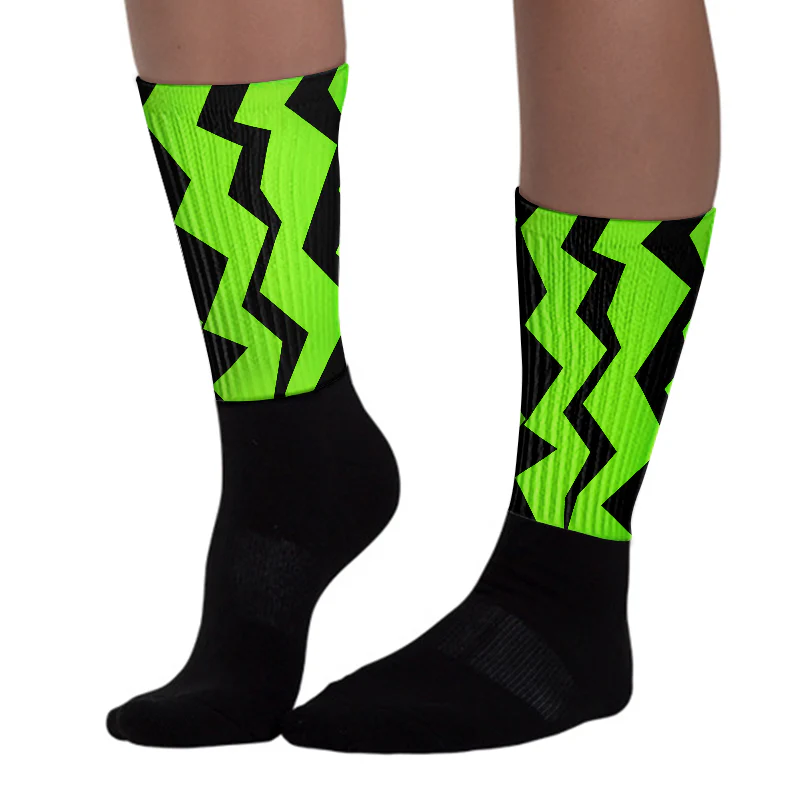 Neon Green Collection Sublimated Socks ZicZac Graphic - Image 3