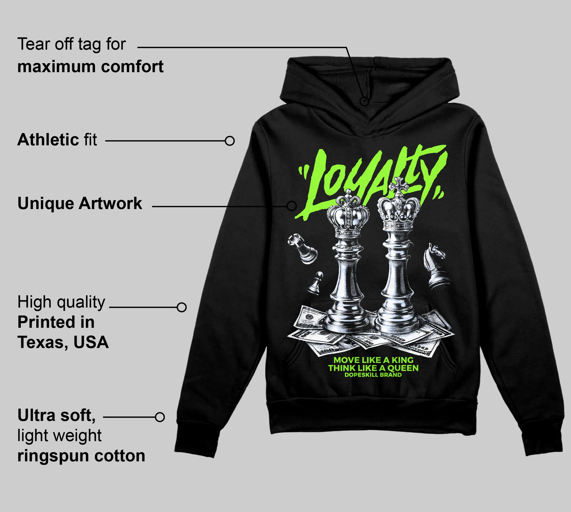 Neon Green 'Loyalty' DopeSkill Graphic Hoodie - Image 3