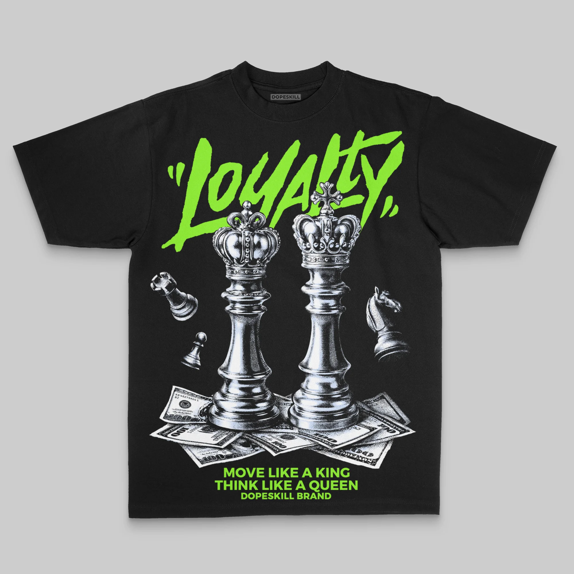 Neon Green Oversize Print 'Loyalty' DopeSkill Graphic T-shirt