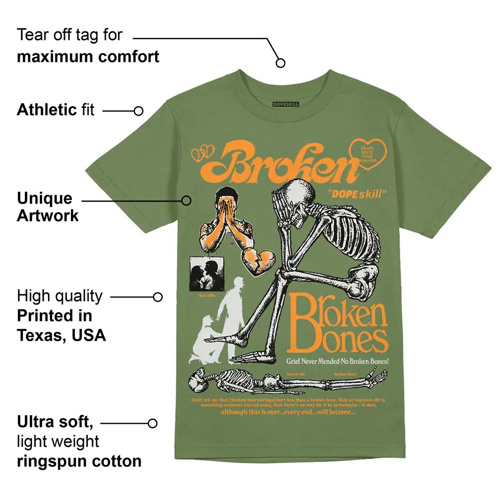 Olive 5s DopeSkill Olive T-shirt Broken Bones Graphic - Image 2