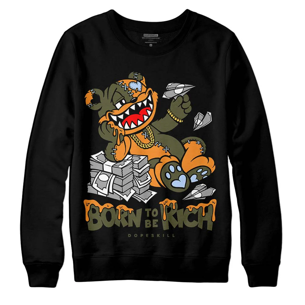 Olive 5s DopeSkill Sweatshirt Born To Be Rich Graphic - Image 2