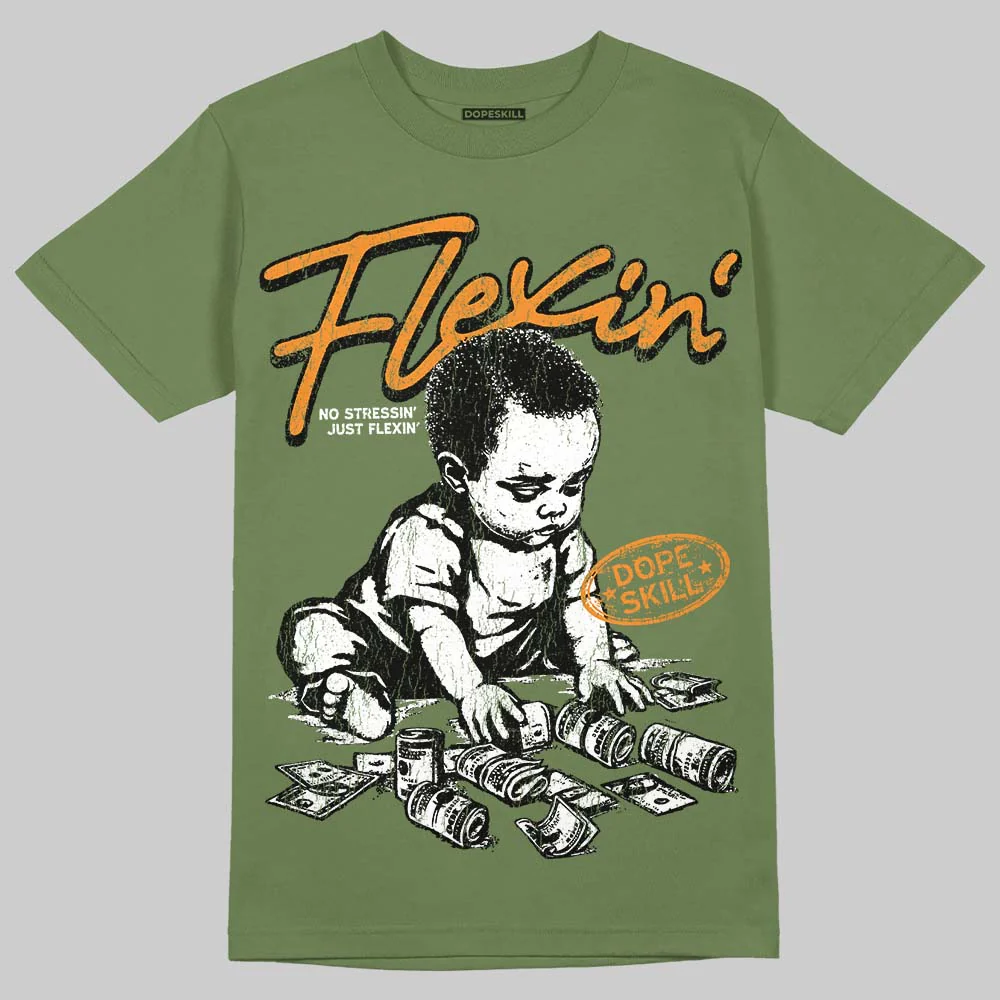 Olive 5s DopeSkill T-Shirt Flexin' Graphic - Image 3