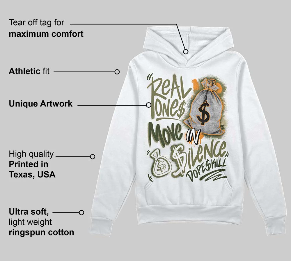 Olive Collection DopeSkill Hoodie Sweatshirt Real Ones Move In Silence Graphic - Image 3