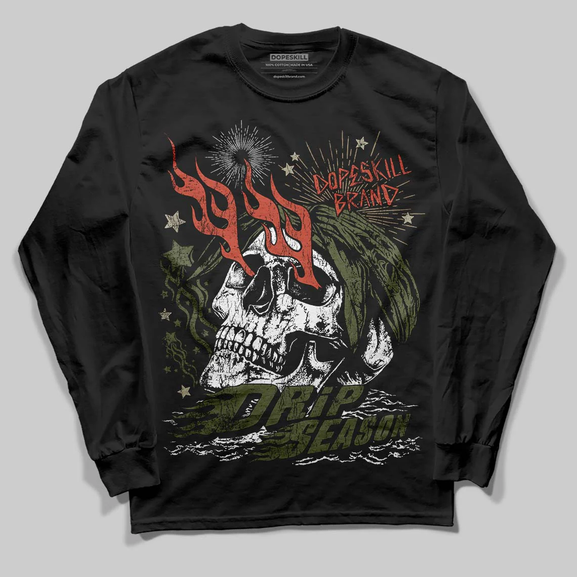 Olive Collection DopeSkill Long Sleeve T-Shirt Drip Season Graphic - Image 2
