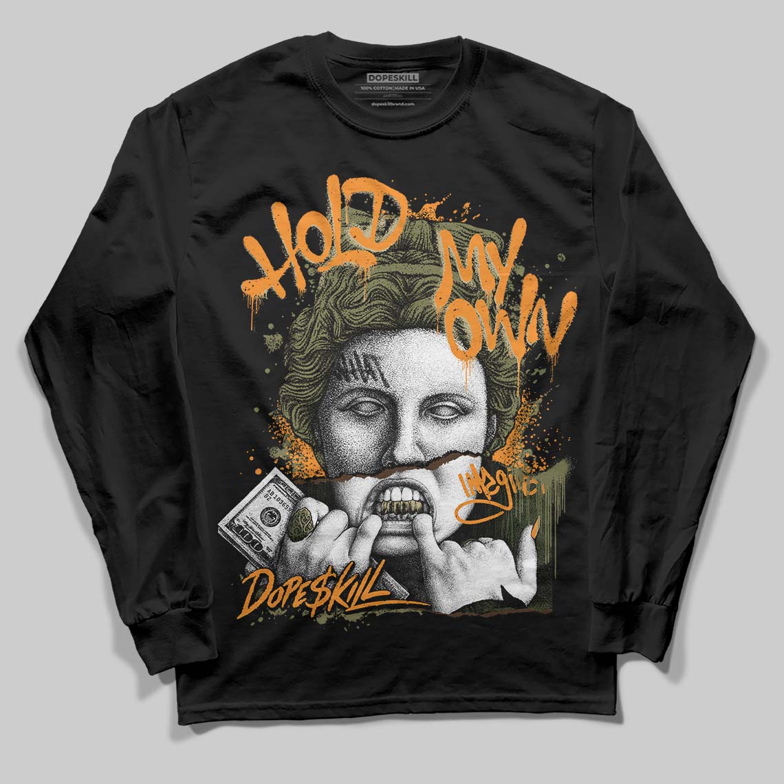 Olive Collection DopeSkill Long Sleeve T-Shirt Hold My Own Graphic - Image 2