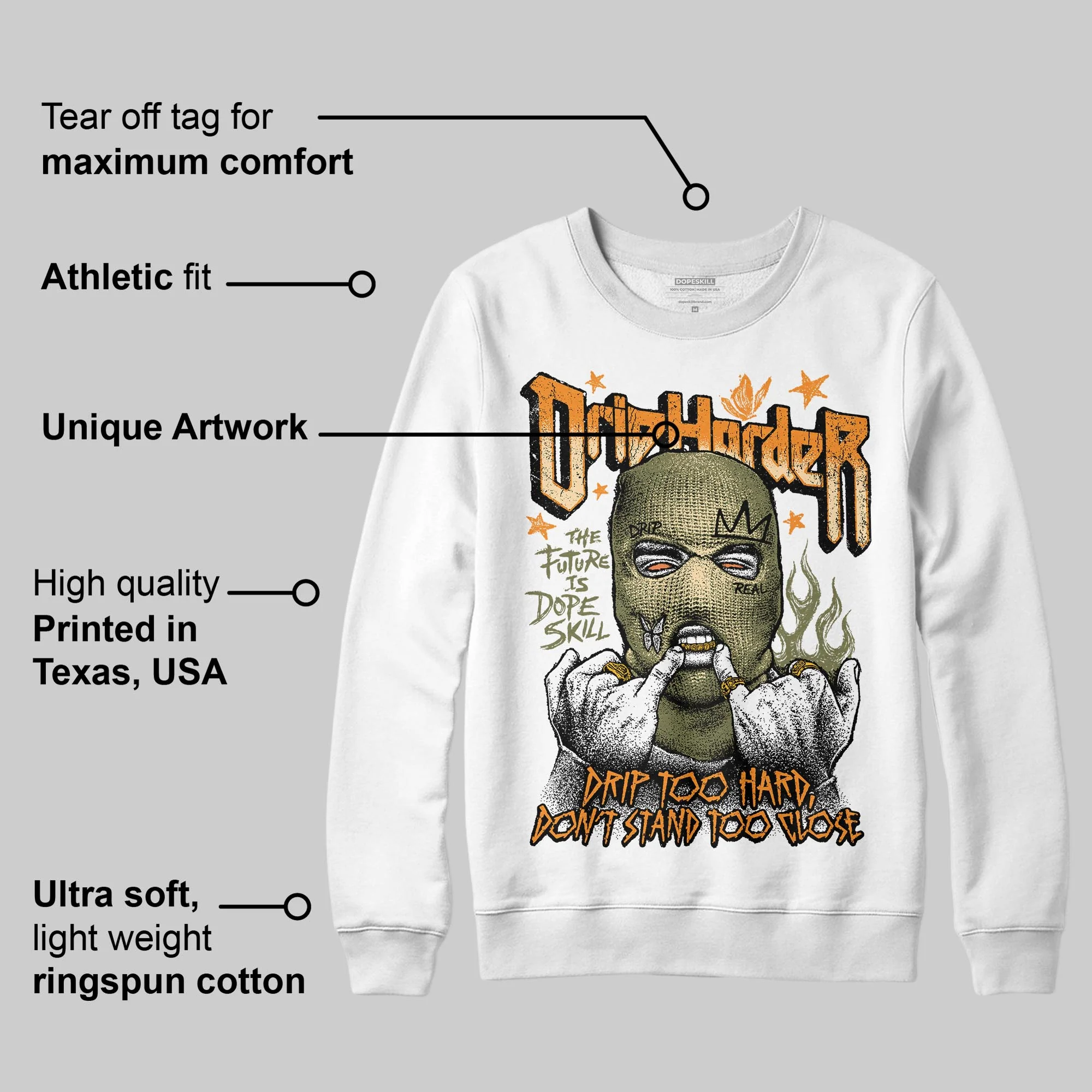 Olive Collection DopeSkill Sweatshirt Drip Harder Graphic - Image 3