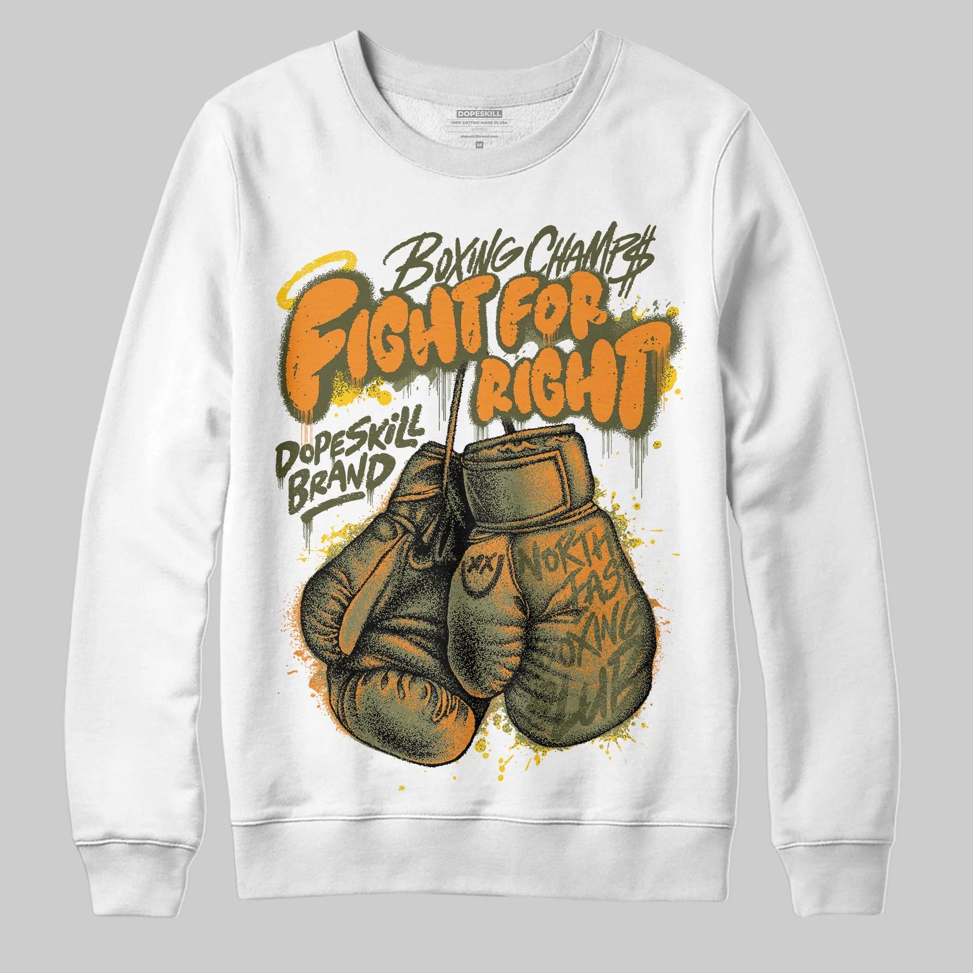 Olive Collection DopeSkill Sweatshirt Fight For Right Graphic