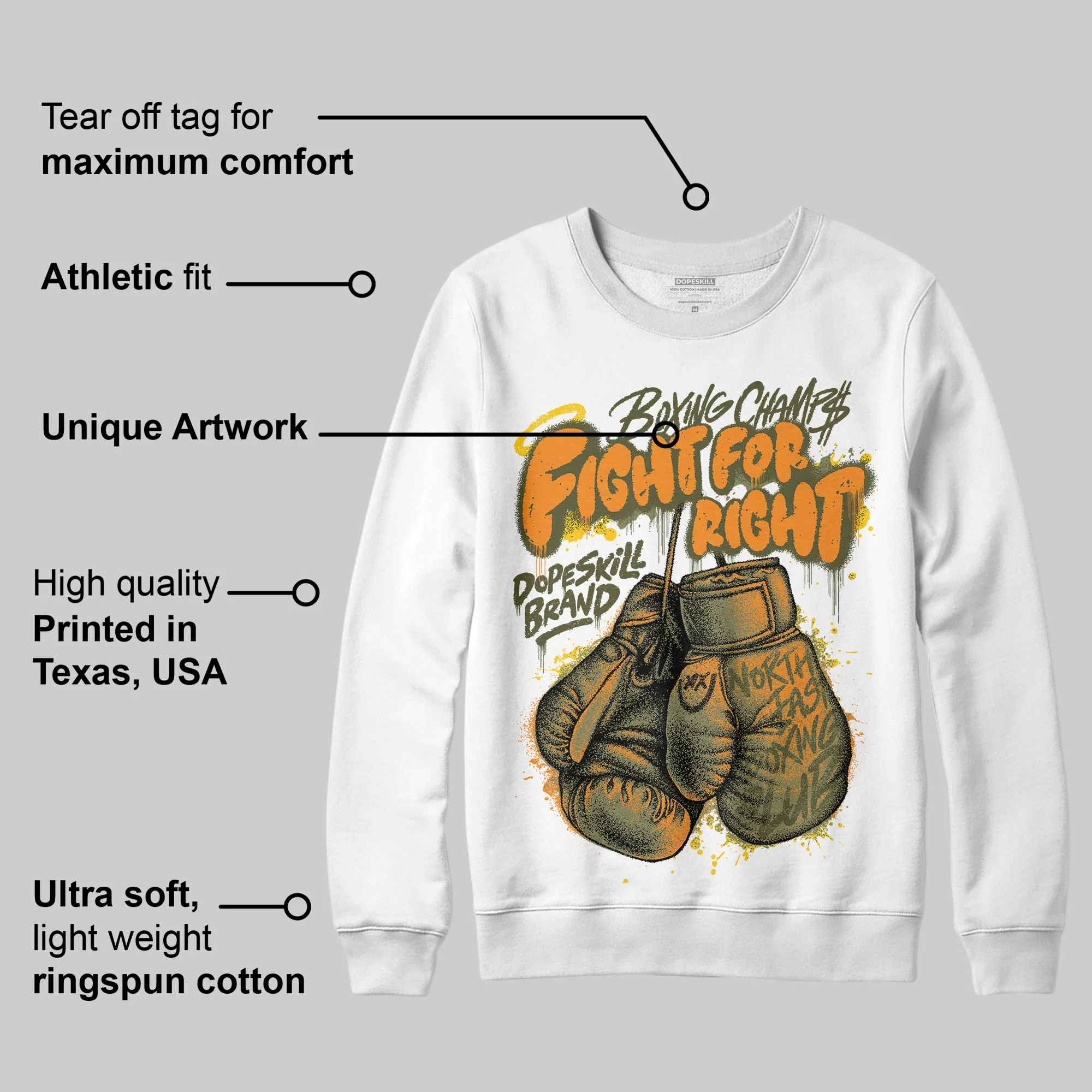 Olive Collection DopeSkill Sweatshirt Fight For Right Graphic - Image 3
