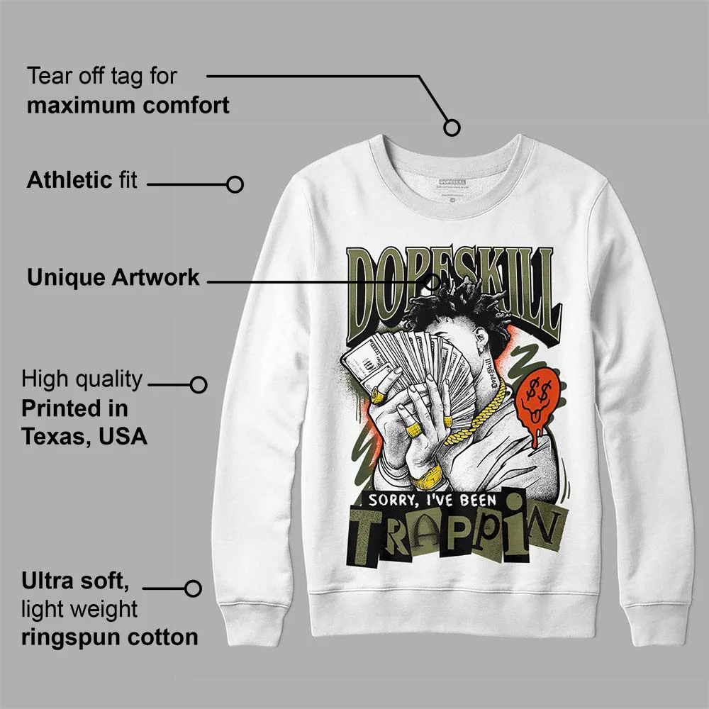 Olive Collection DopeSkill Sweatshirt Sorry I've Been Trappin Graphic - Image 3