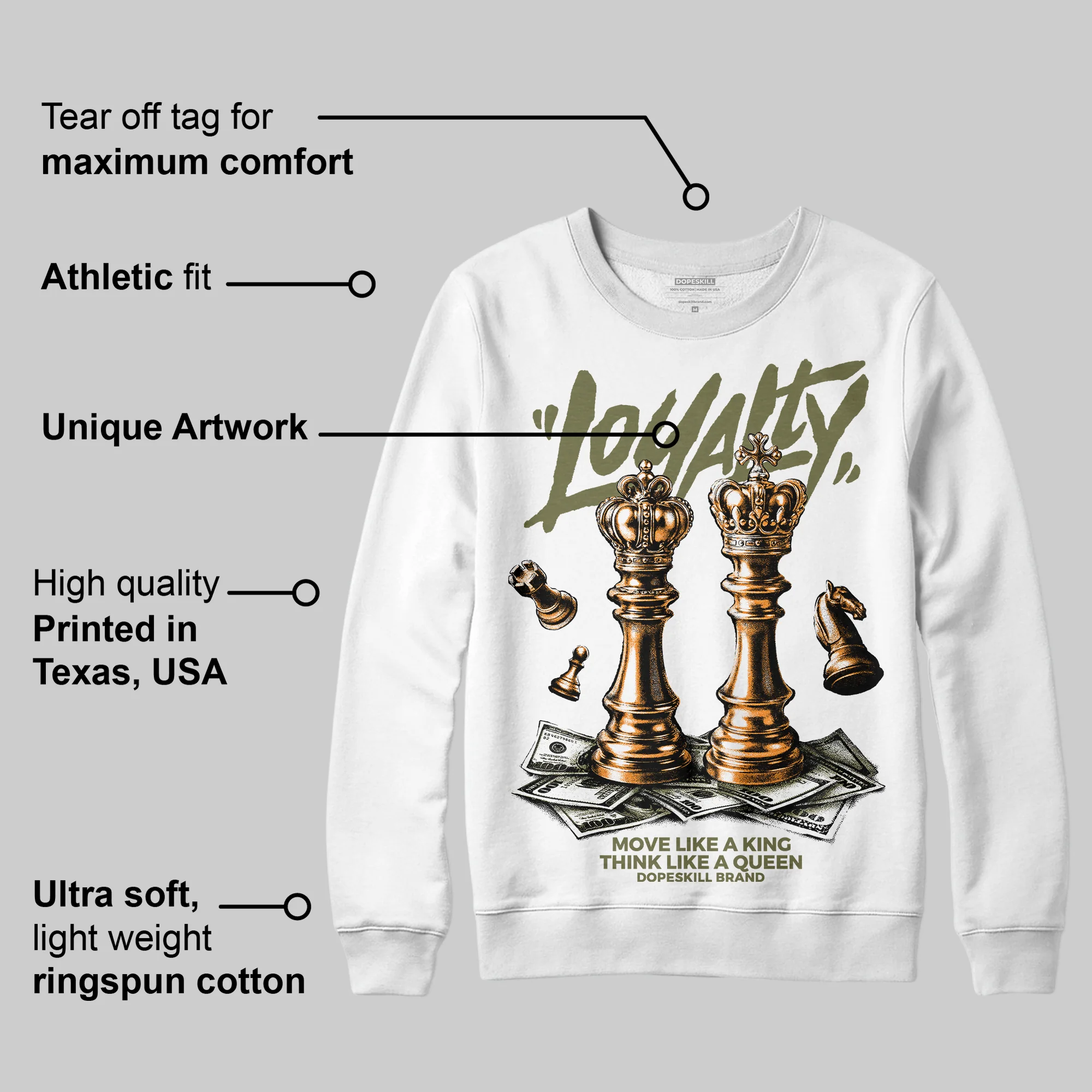 Olive 'Loyalty' DopeSkill Graphic Sweatshirt - Image 3