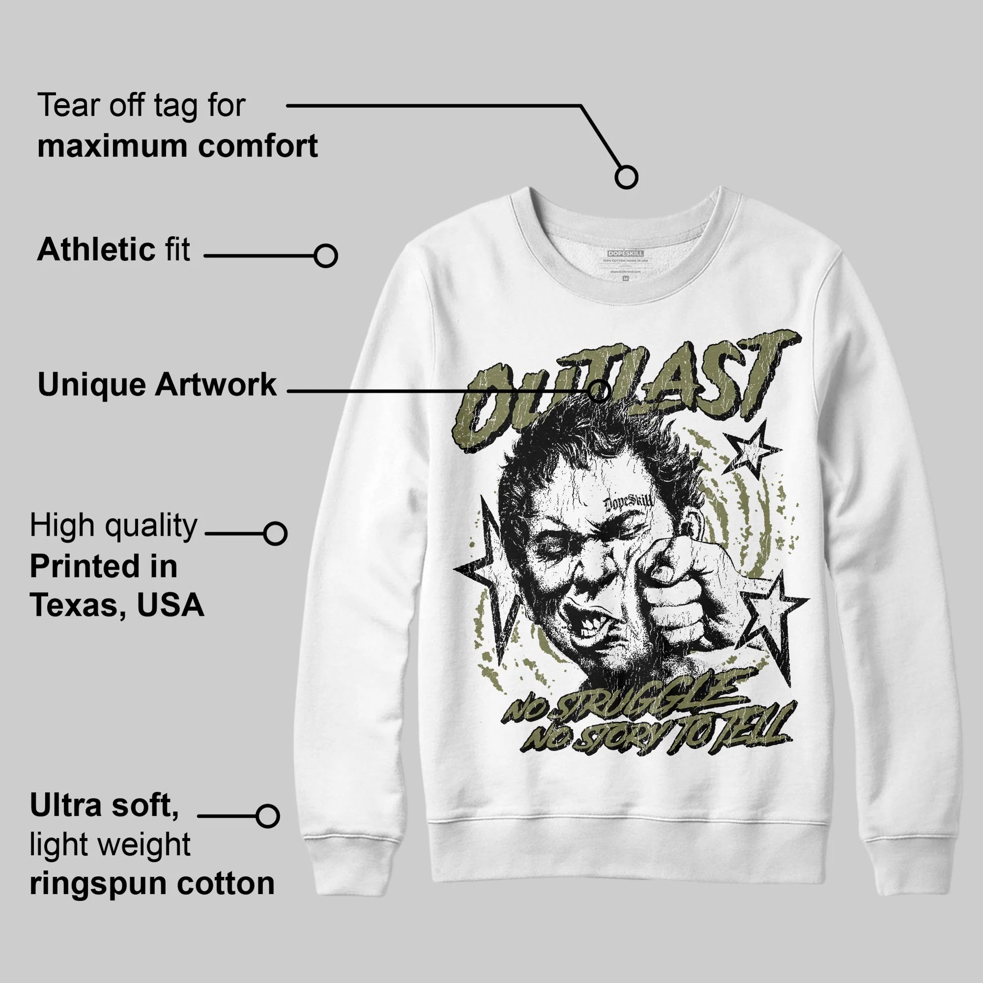 Olive 'Outlast' DopeSkill Graphic Sweatshirt - Image 3