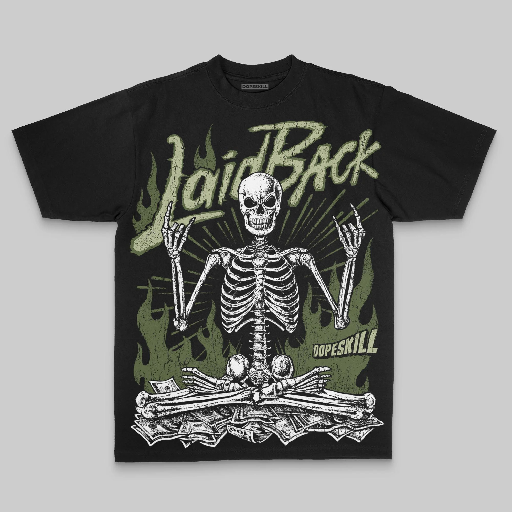 Olive Oversize Print Laid Back DopeSkill Graphic T-shirt - Image 2
