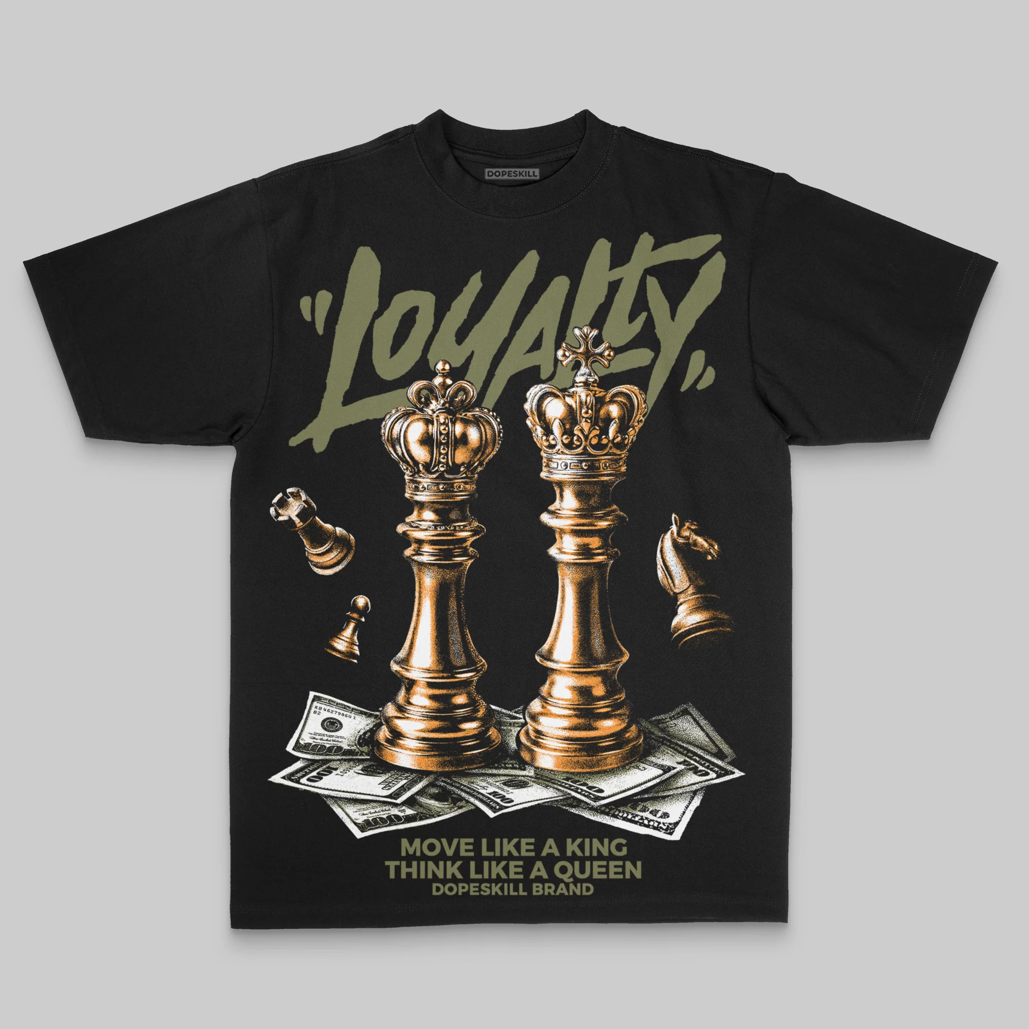 Olive Oversize Print 'Loyalty' DopeSkill Graphic T-shirt - Image 2