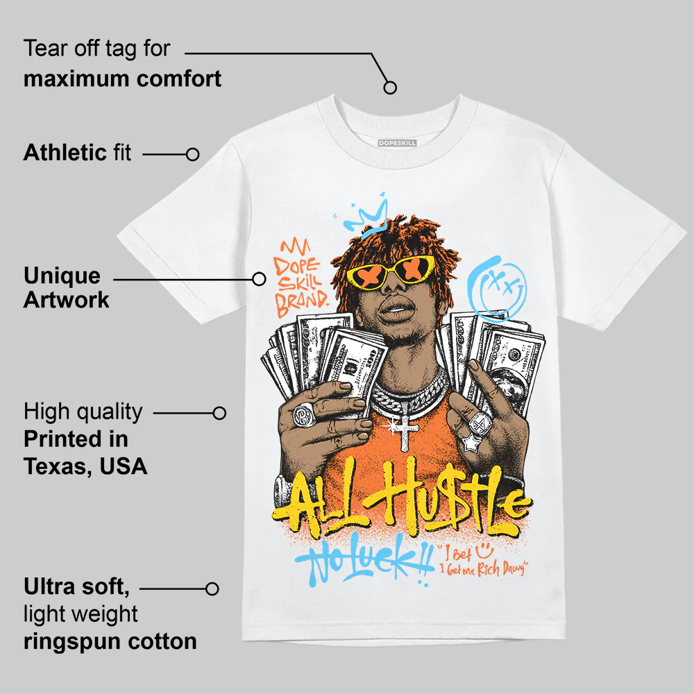 Orange 'All Hustle No Luck' DopeSkill Graphic T-Shirt - Image 4