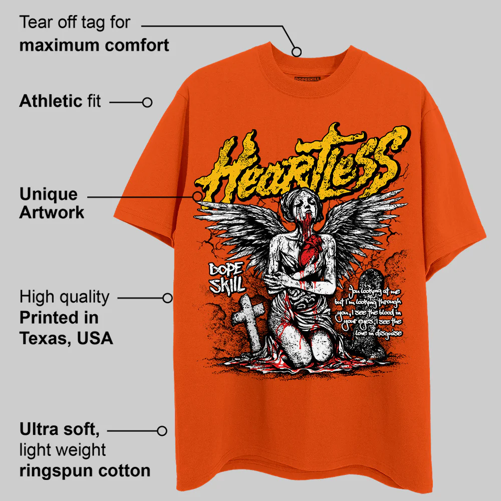 Orange Black White DopeSkill Orange T-shirt Heartless Graphic - Image 2