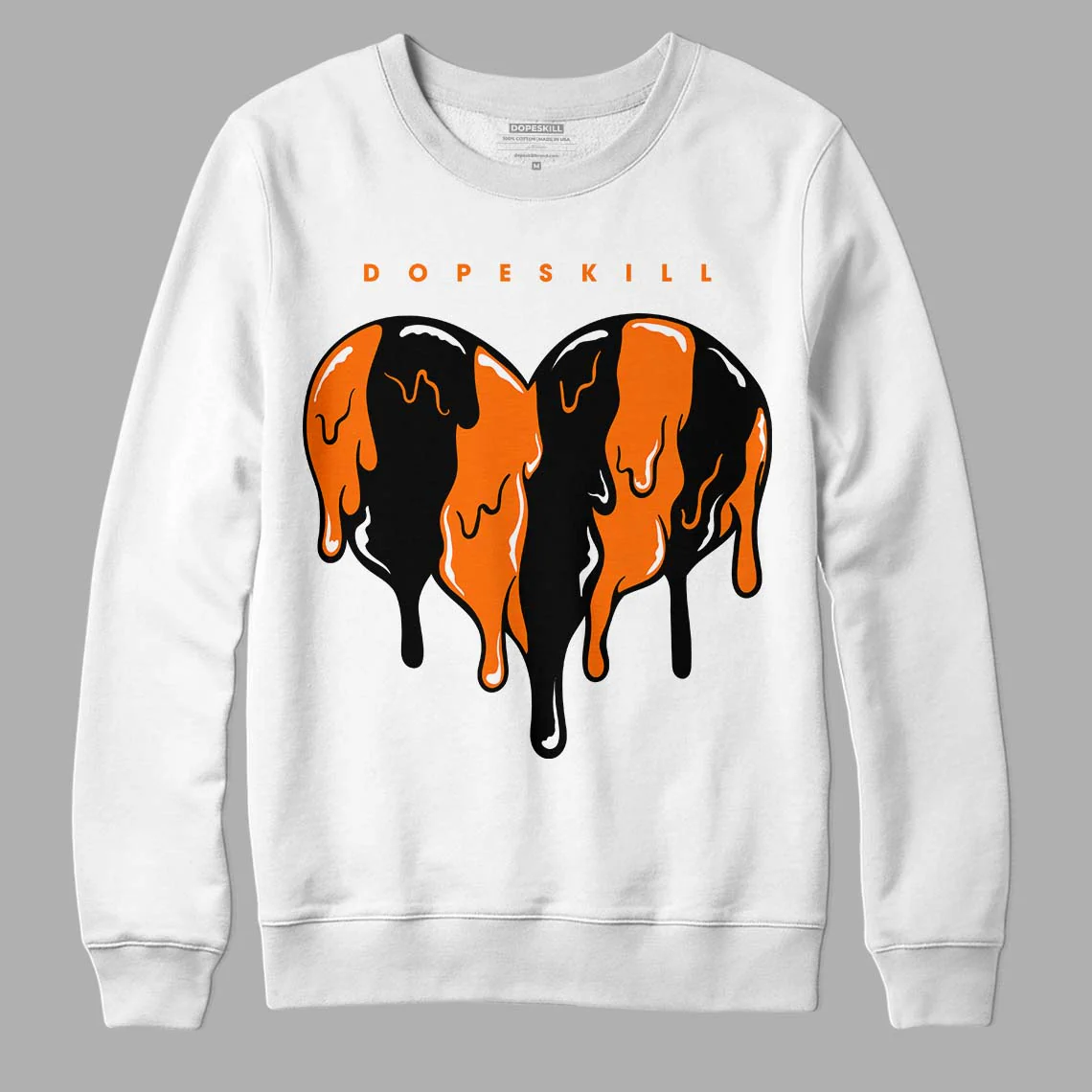 Orange Black White DopeSkill Sweatshirt Slime Drip Heart Graphic