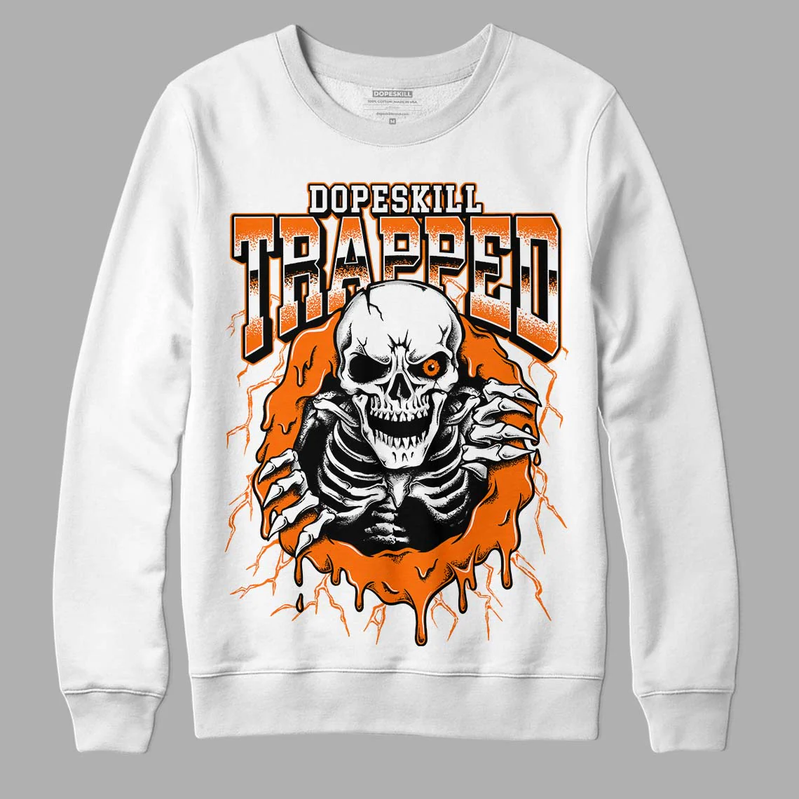 Orange Black White DopeSkill Sweatshirt Trapped Halloween Graphic