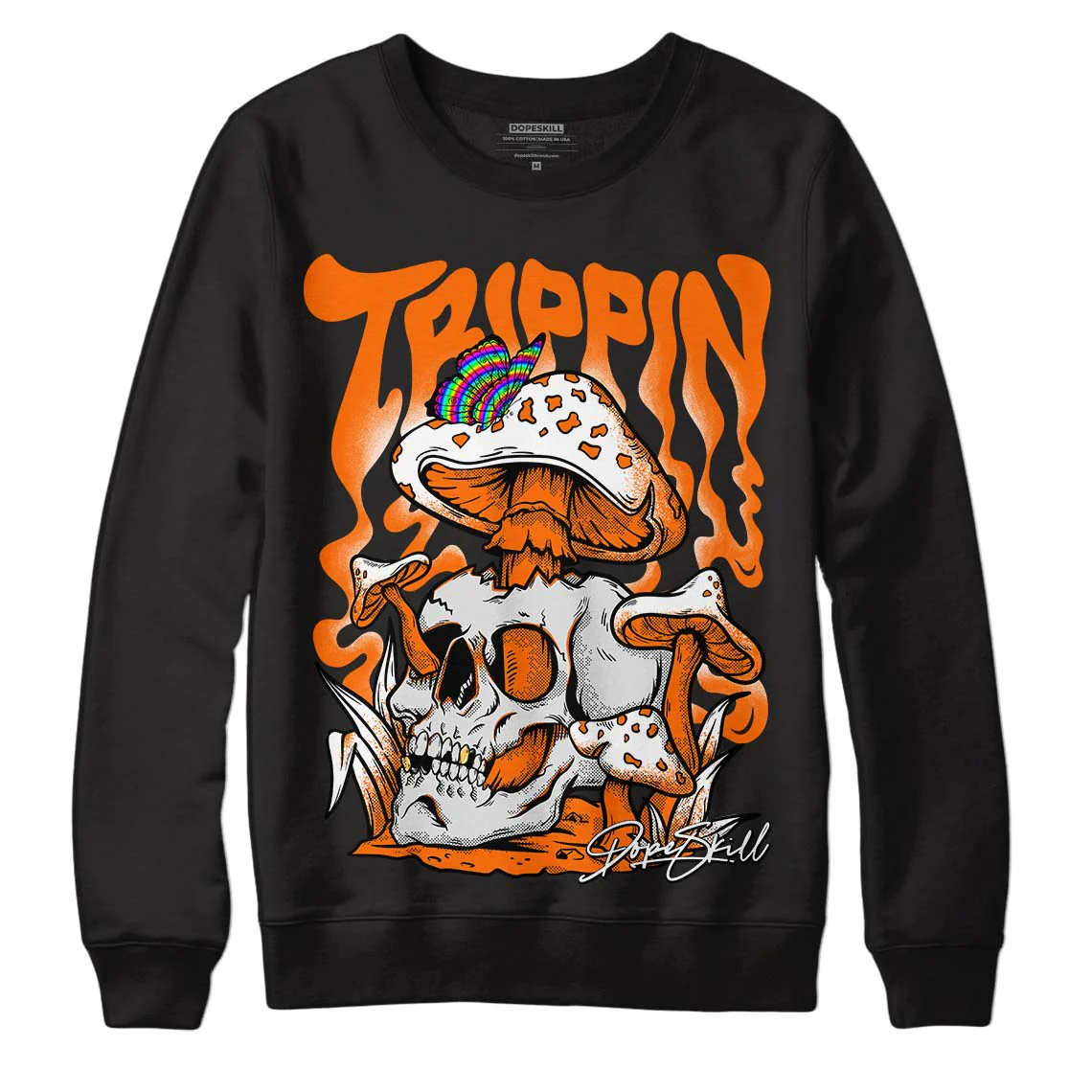 Orange Black White DopeSkill Sweatshirt Trippin Graphic - Image 2
