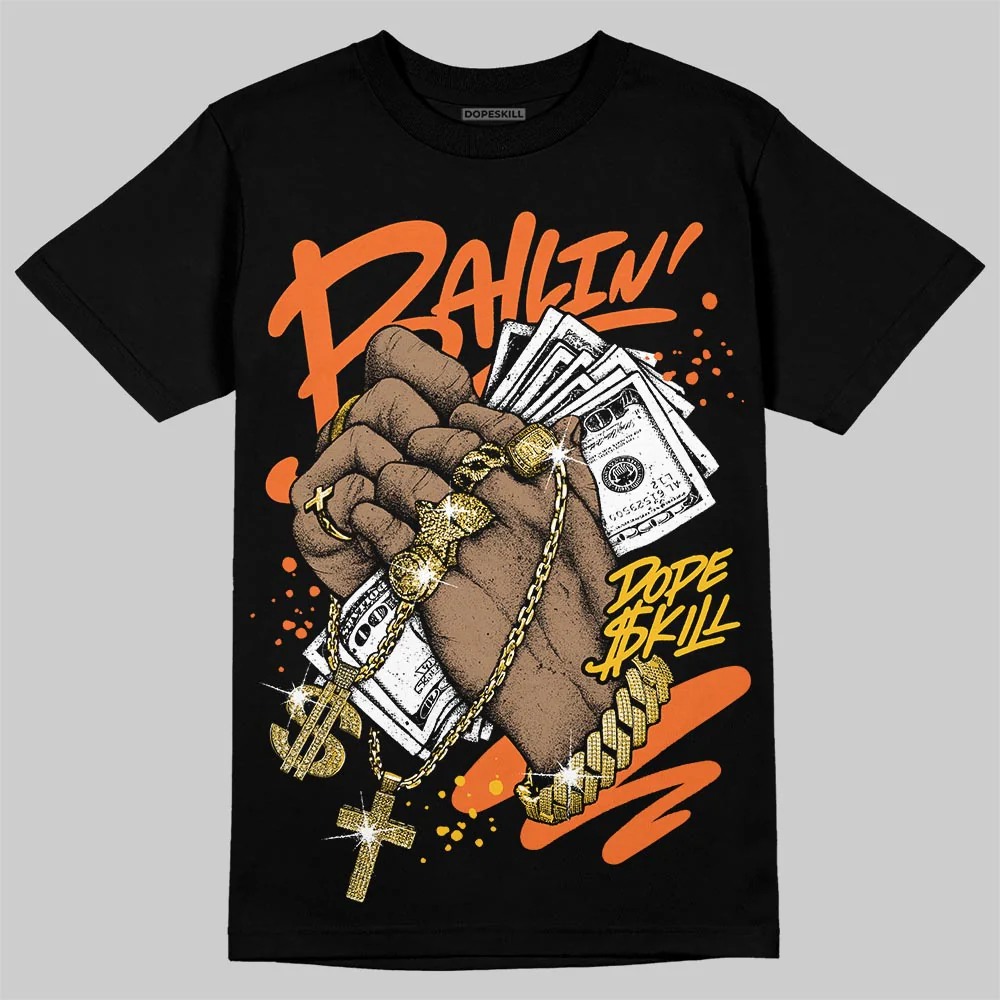 Orange Black White DopeSkill T-Shirt Always Ballin' Graphic - Image 2