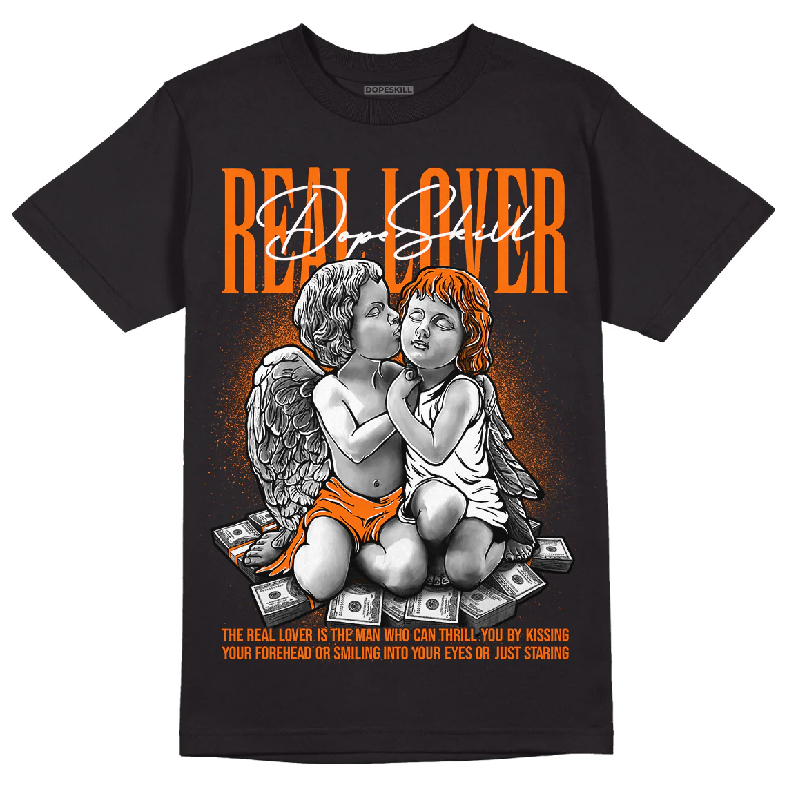 Orange Black White DopeSkill T-Shirt Real Lover Graphic - Image 2