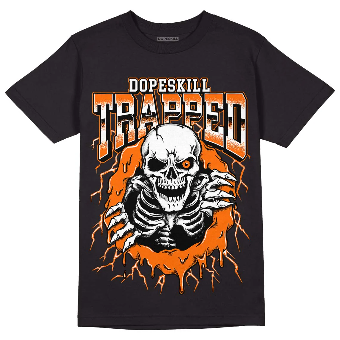 Orange Black White DopeSkill T-Shirt Trapped Halloween Graphic - Image 2