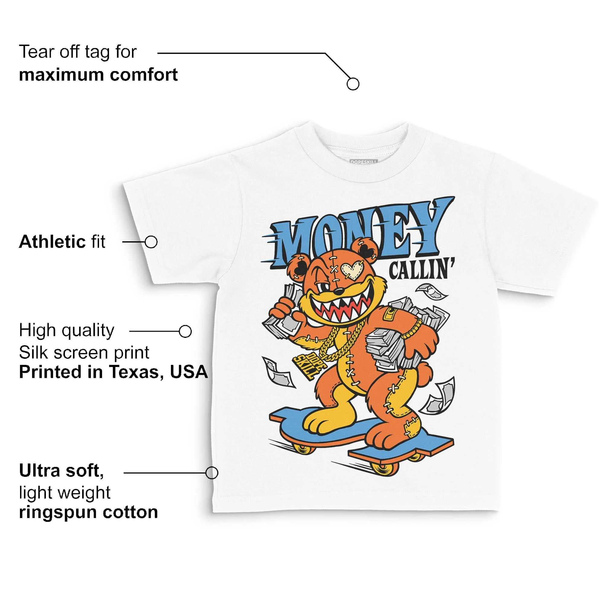 Orange Black White DopeSkill Toddler Kids T-shirt Money Callin' Graphic - Image 3