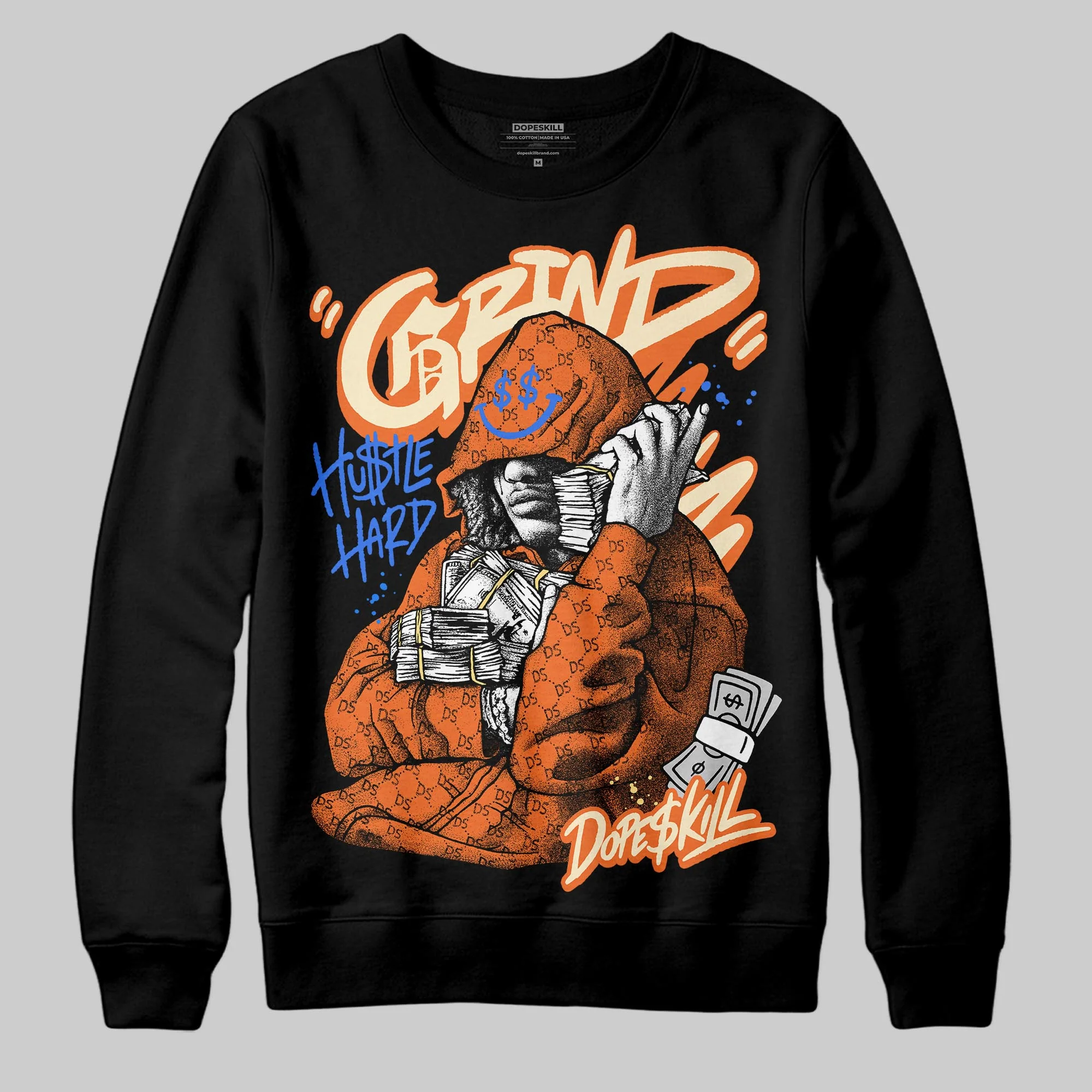 Orange 'Grind Pray' DopeSkill Graphic Sweatshirt - Image 2