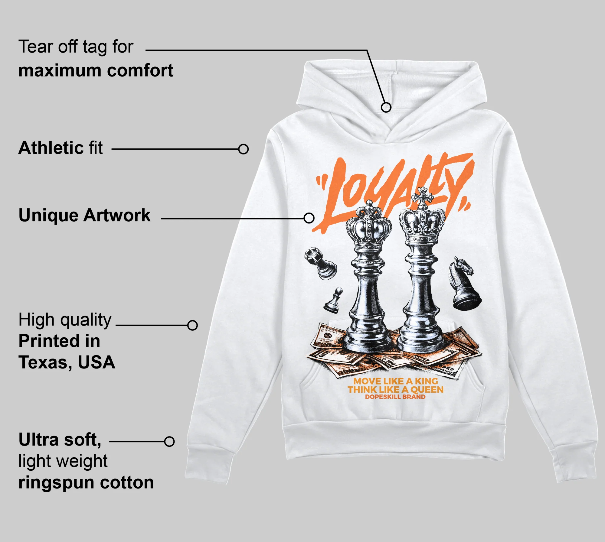 Orange 'Loyalty' DopeSkill Graphic Hoodie - Image 3