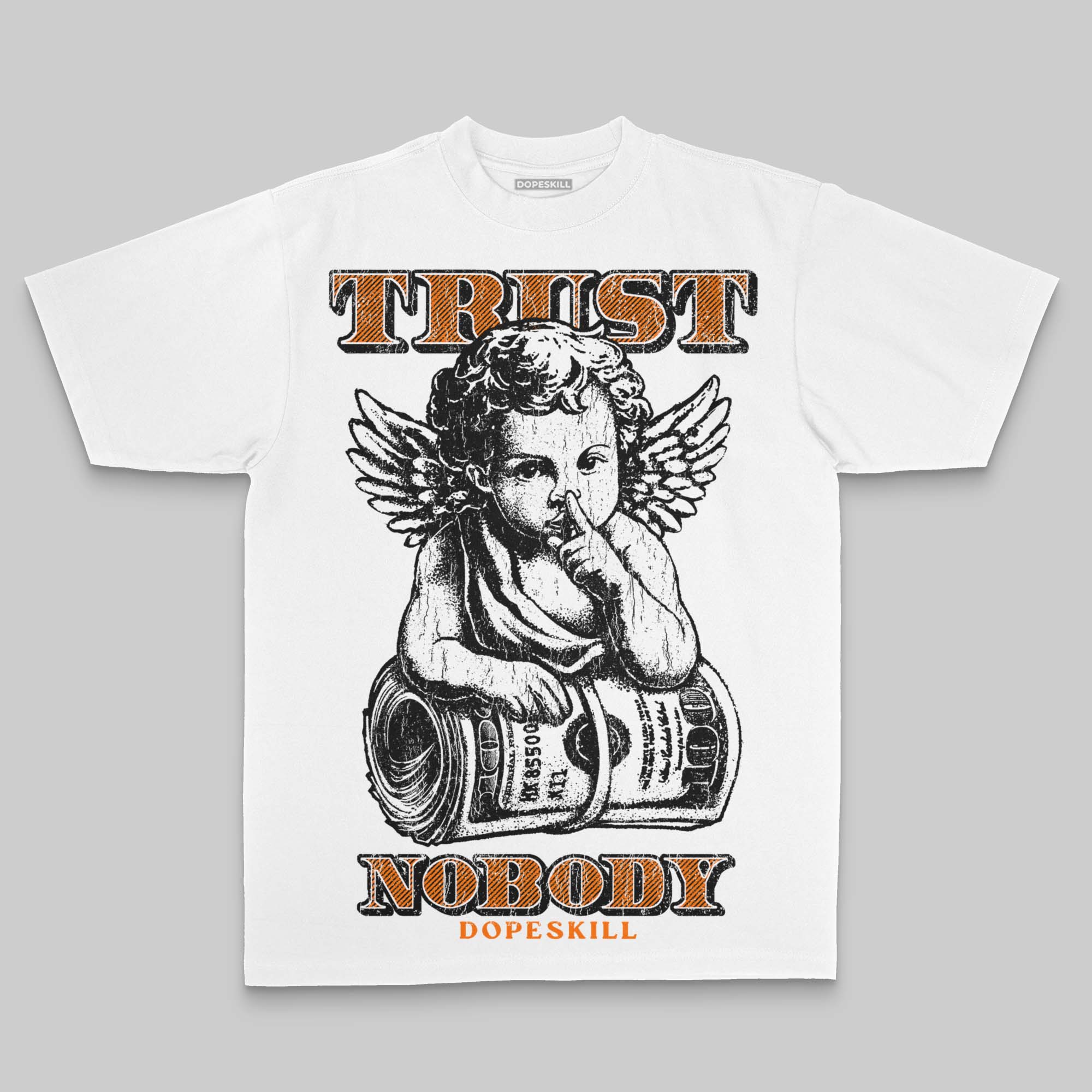 Orange Oversize Print Trust Nobody DopeSkill Graphic T-shirt