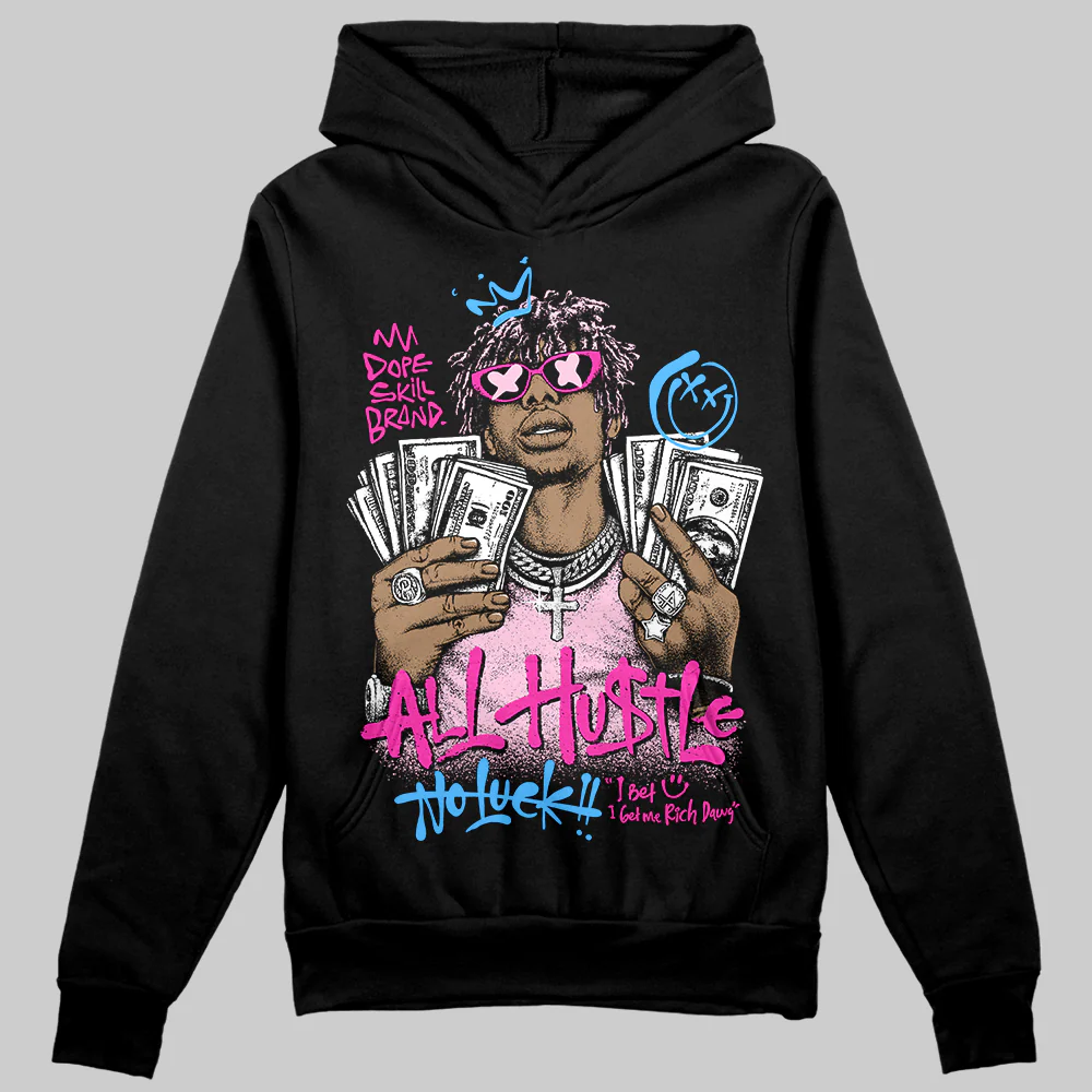 Pink 'All Hustle No Luck' DopeSkill Graphic Hoodie - Image 2